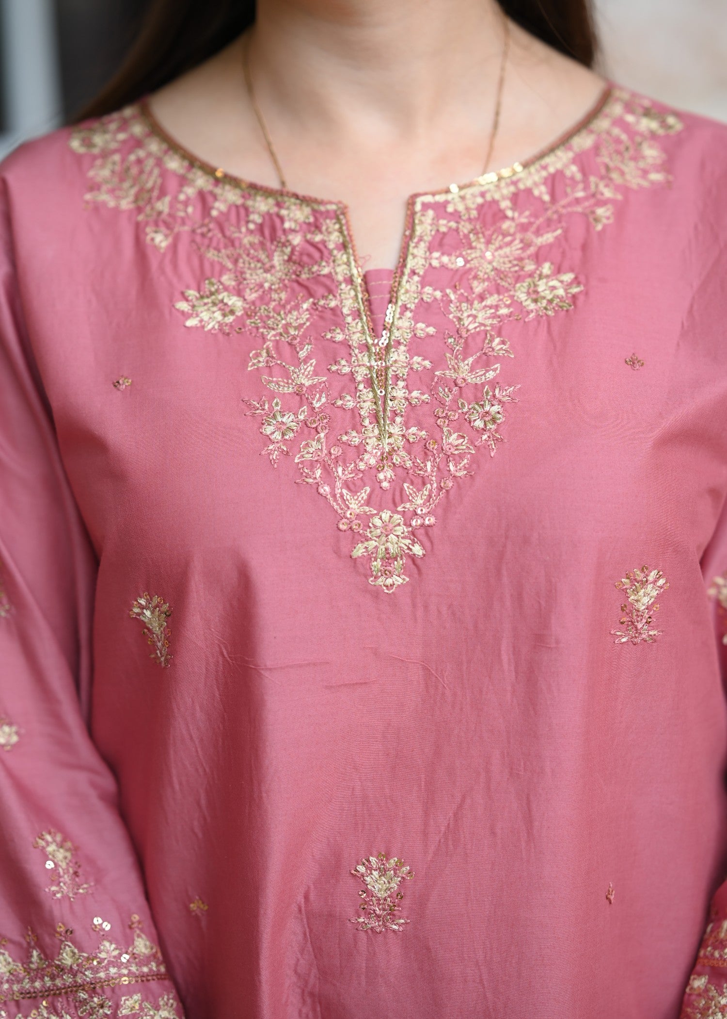 cotton Kurta Set in Salmon pink