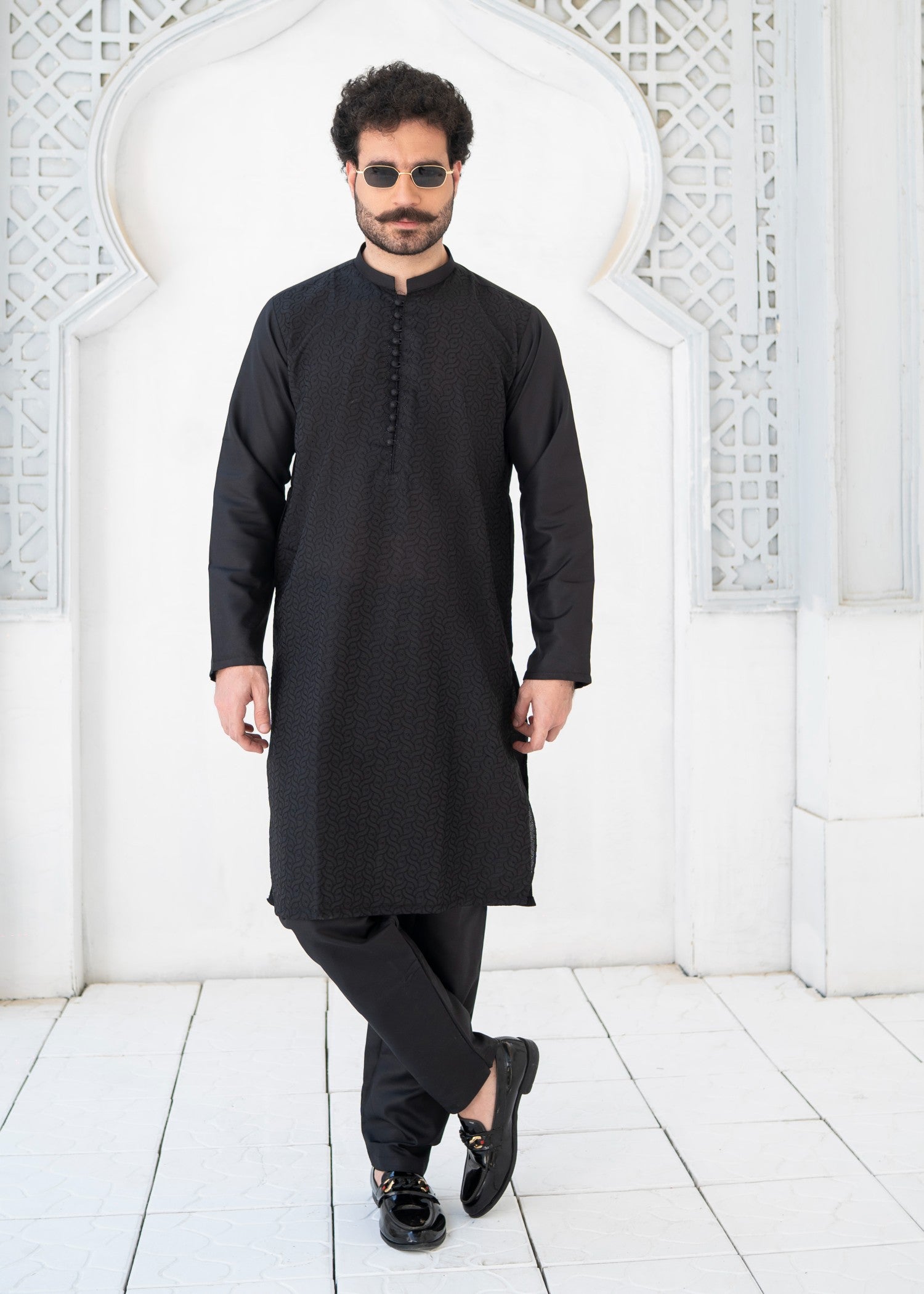 wash & wear Shalwar Kameez in Black by Dress Club