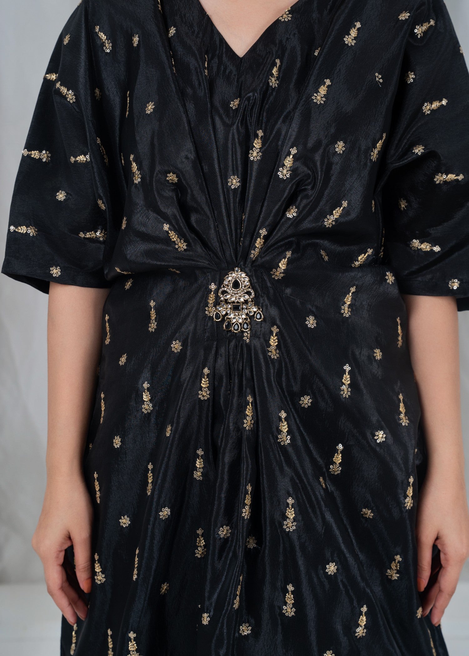 kattan silk Kaftan in Black