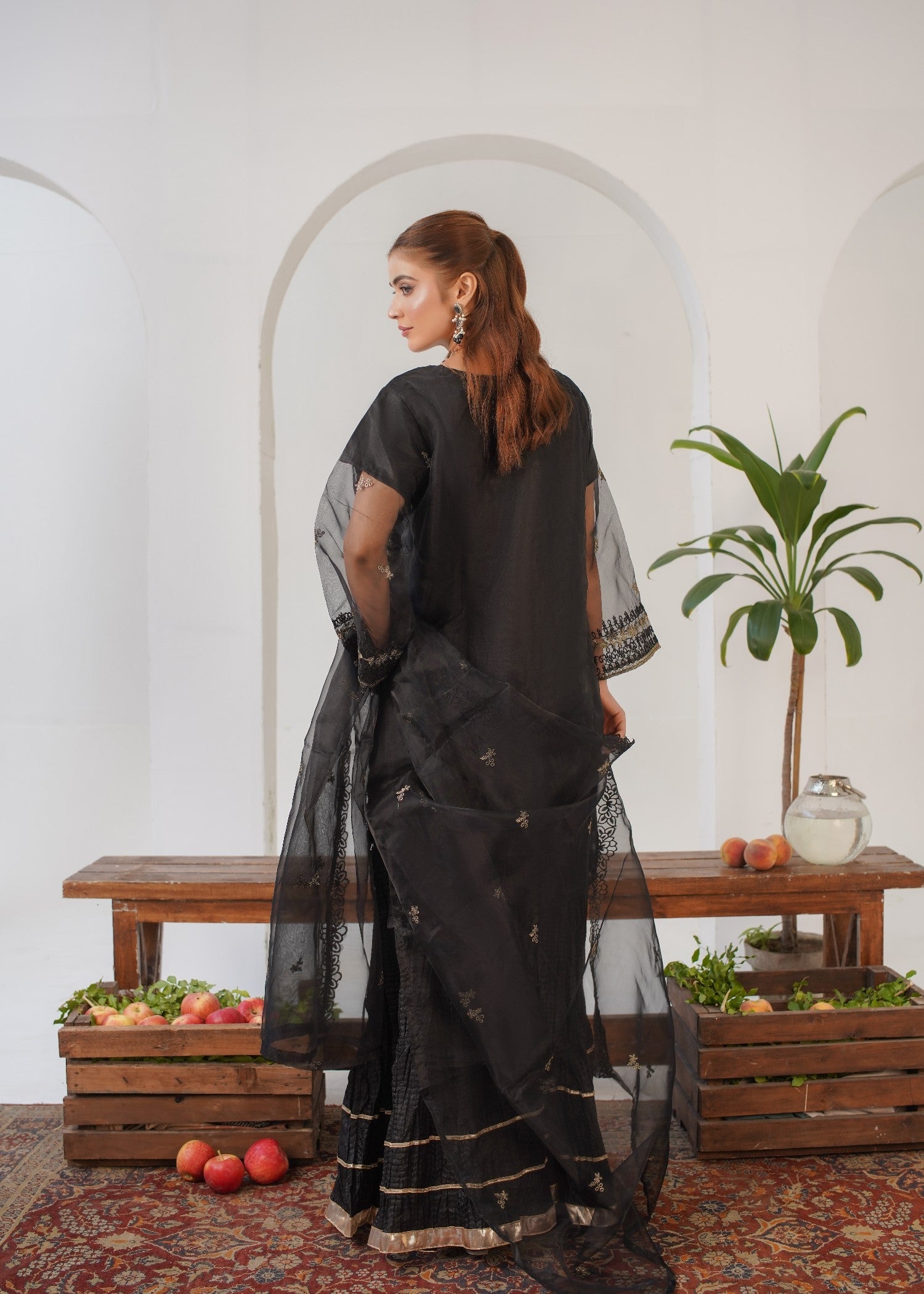 organza Sharara in Black