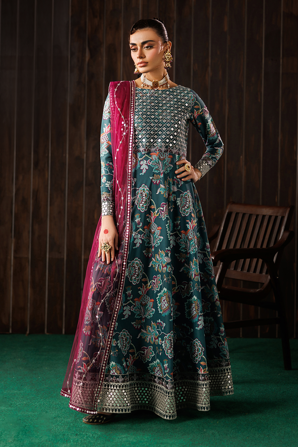thai silk Maxi in Teal