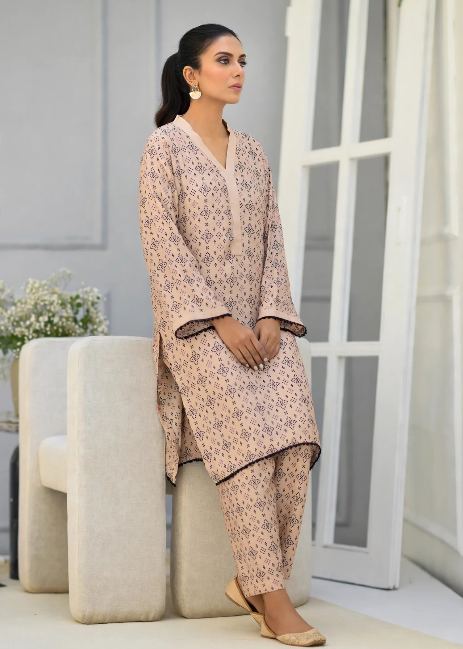 arabic lawn Co Ord Sets in Beige