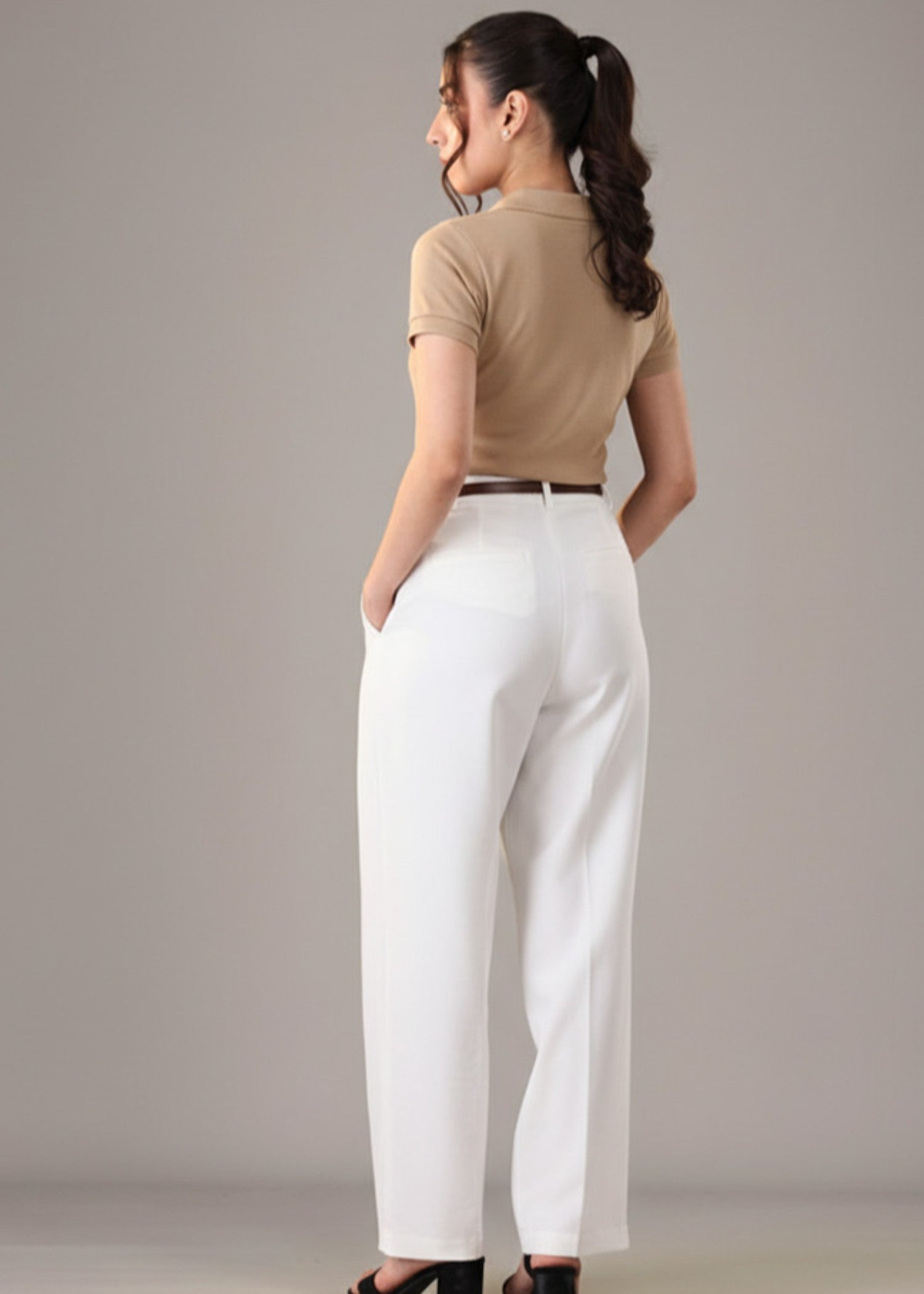 cotton Polo Shirt in Camel brown