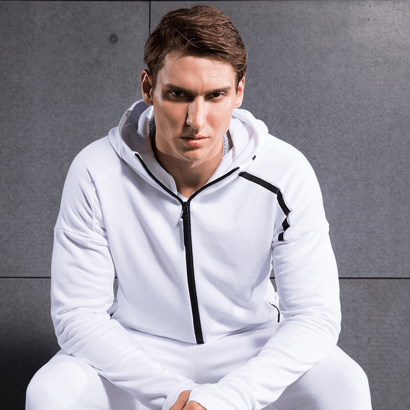 Sports Jacket Men'S and Women'S Long Sleeved Hooded Sweater Zipper Cardigan