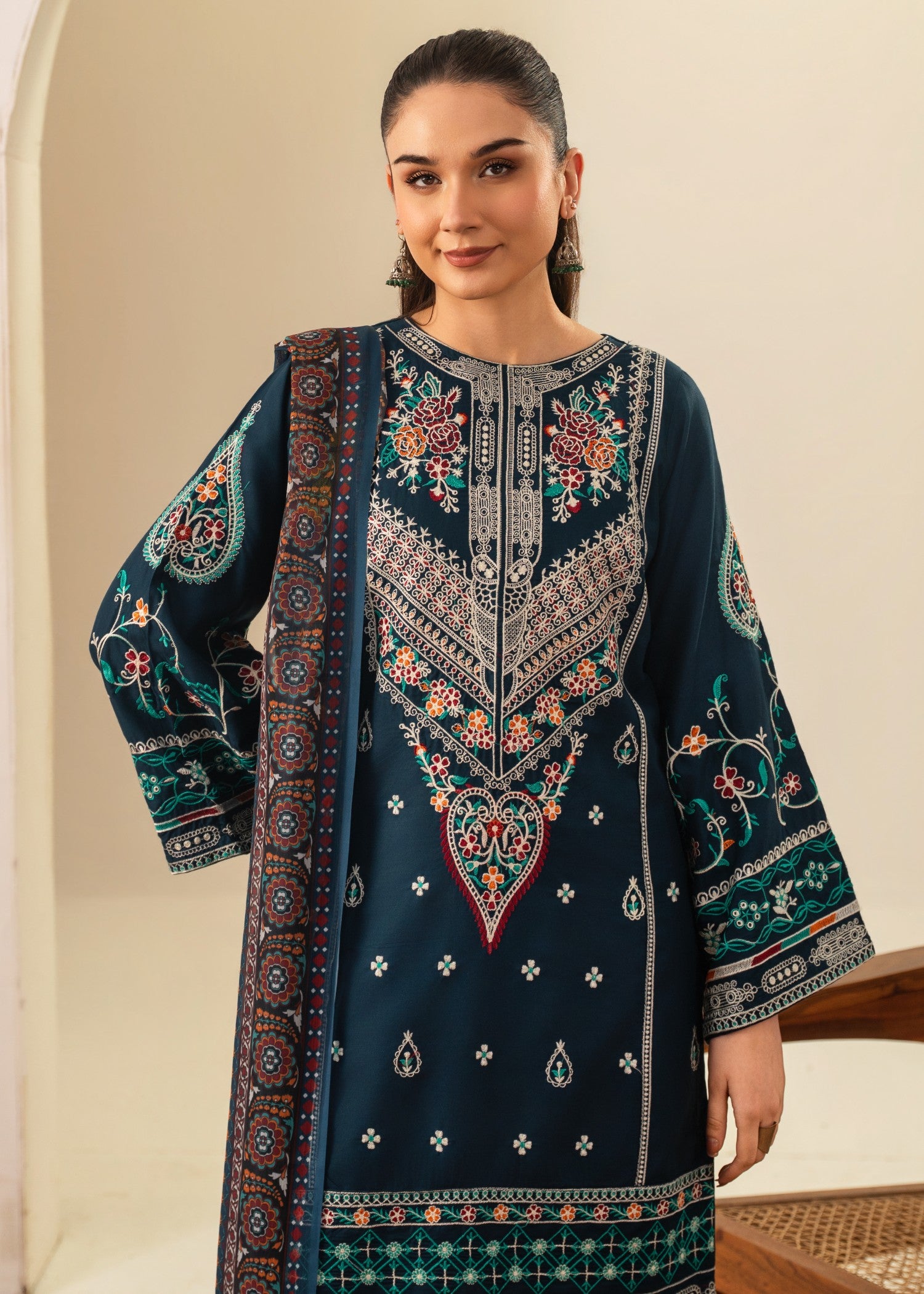 lawn Kurta Set in Teal