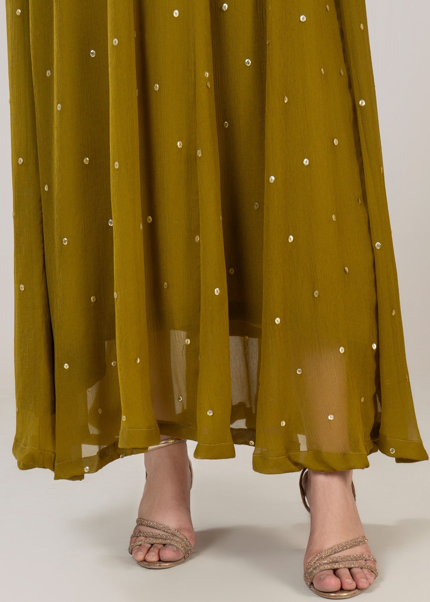 crinkle chiffon Maxi in Olive green