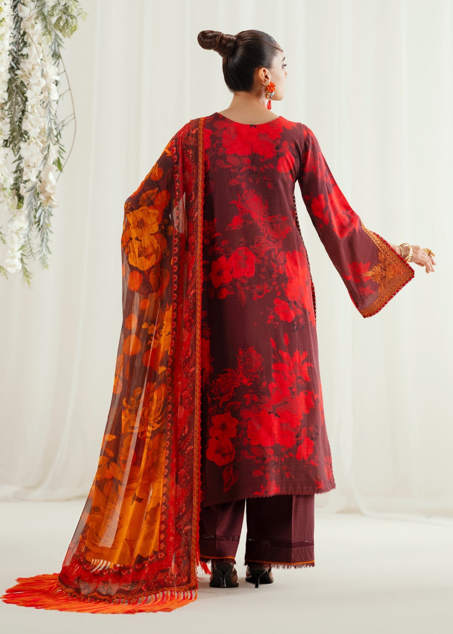 viscose Unstitched in Maroon