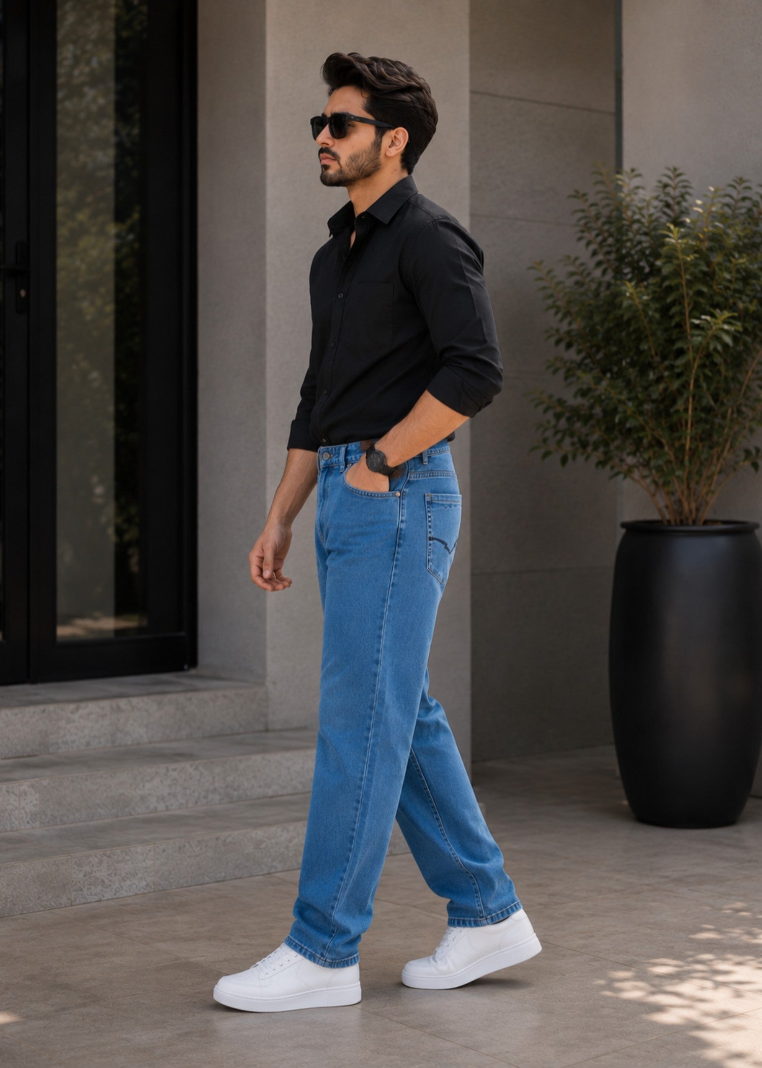 cotton Jeans in Sapphire blue