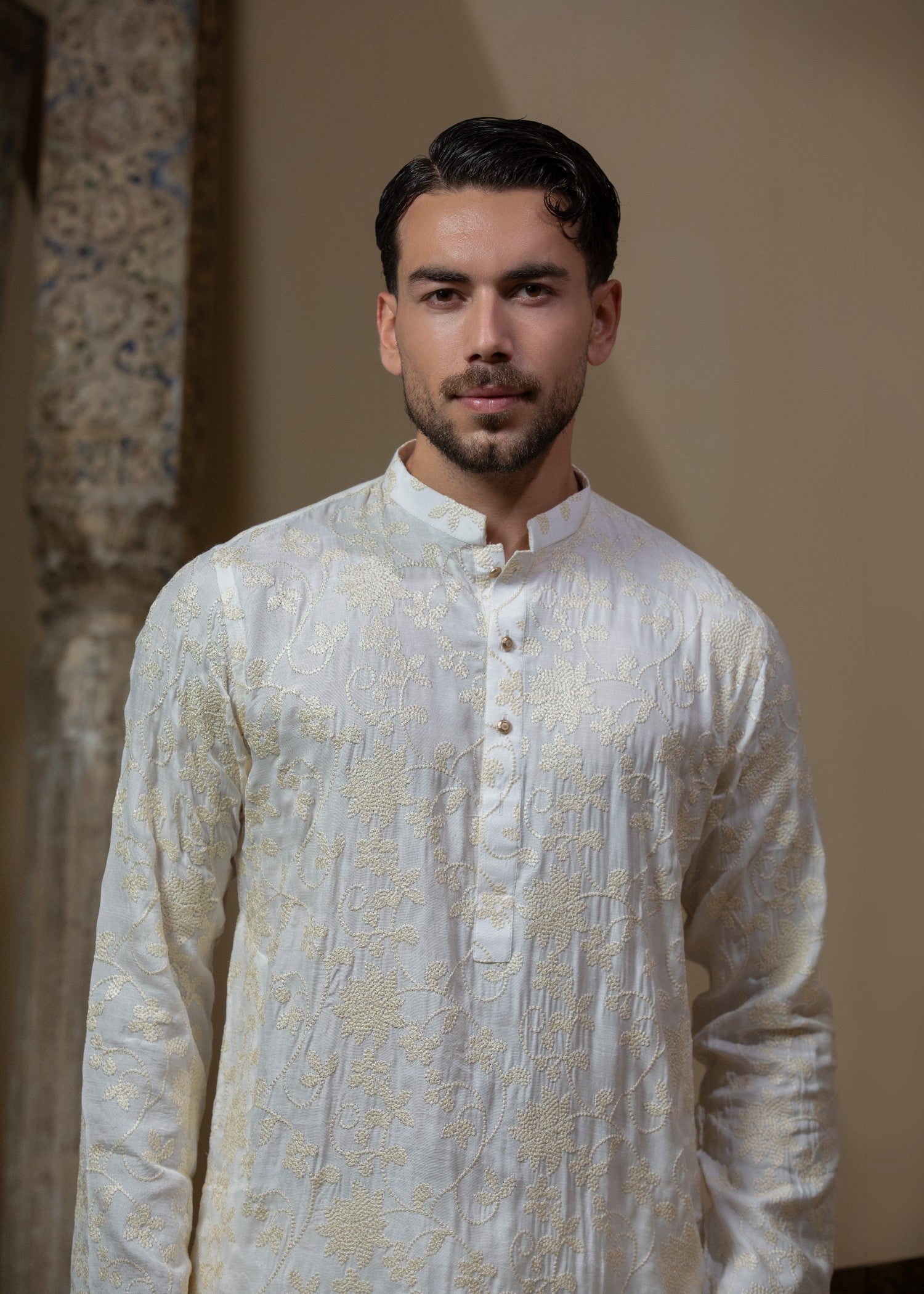 pk raw silk Kurta Set in Ivory