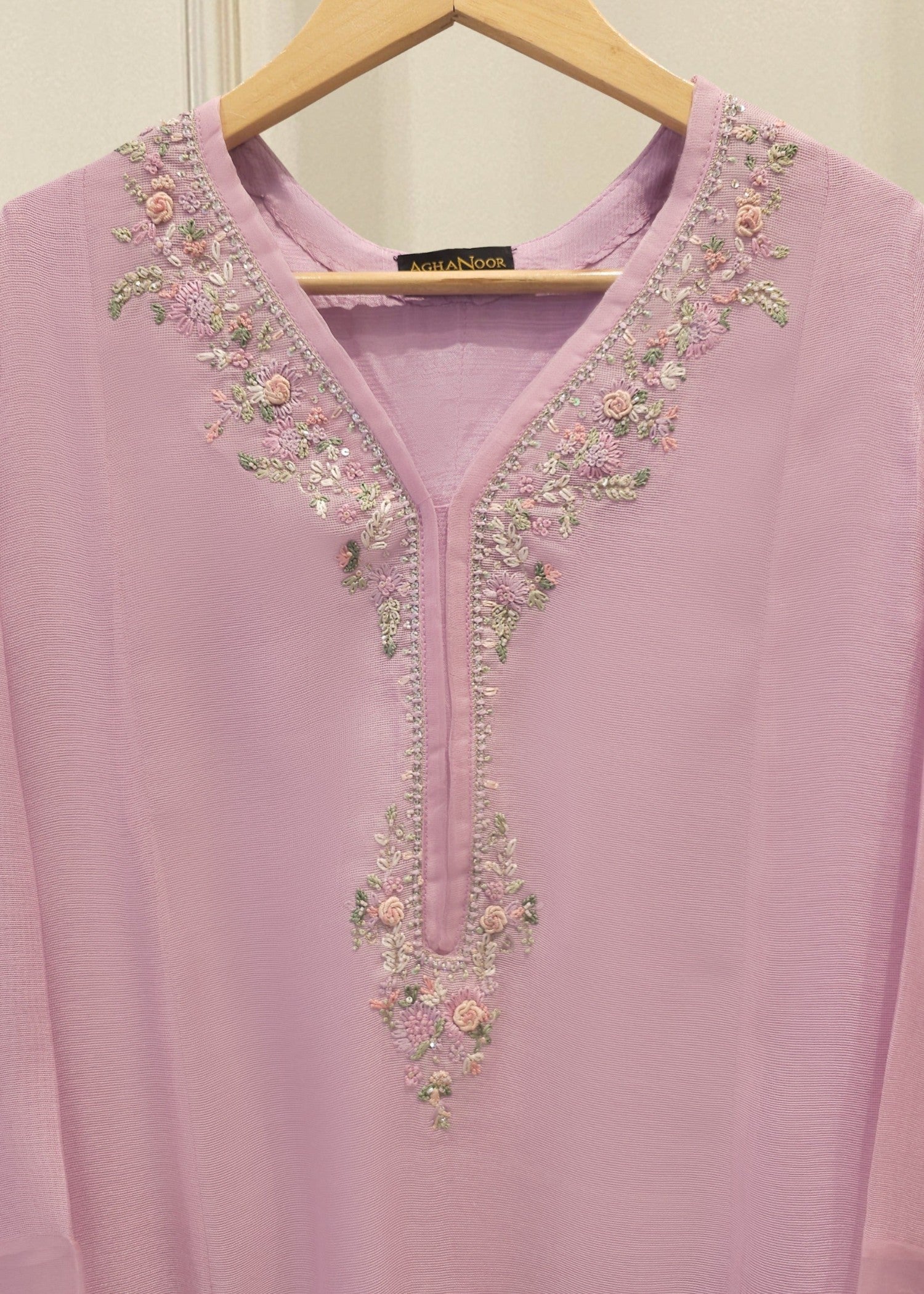 cotton net Pishwas in Lilac