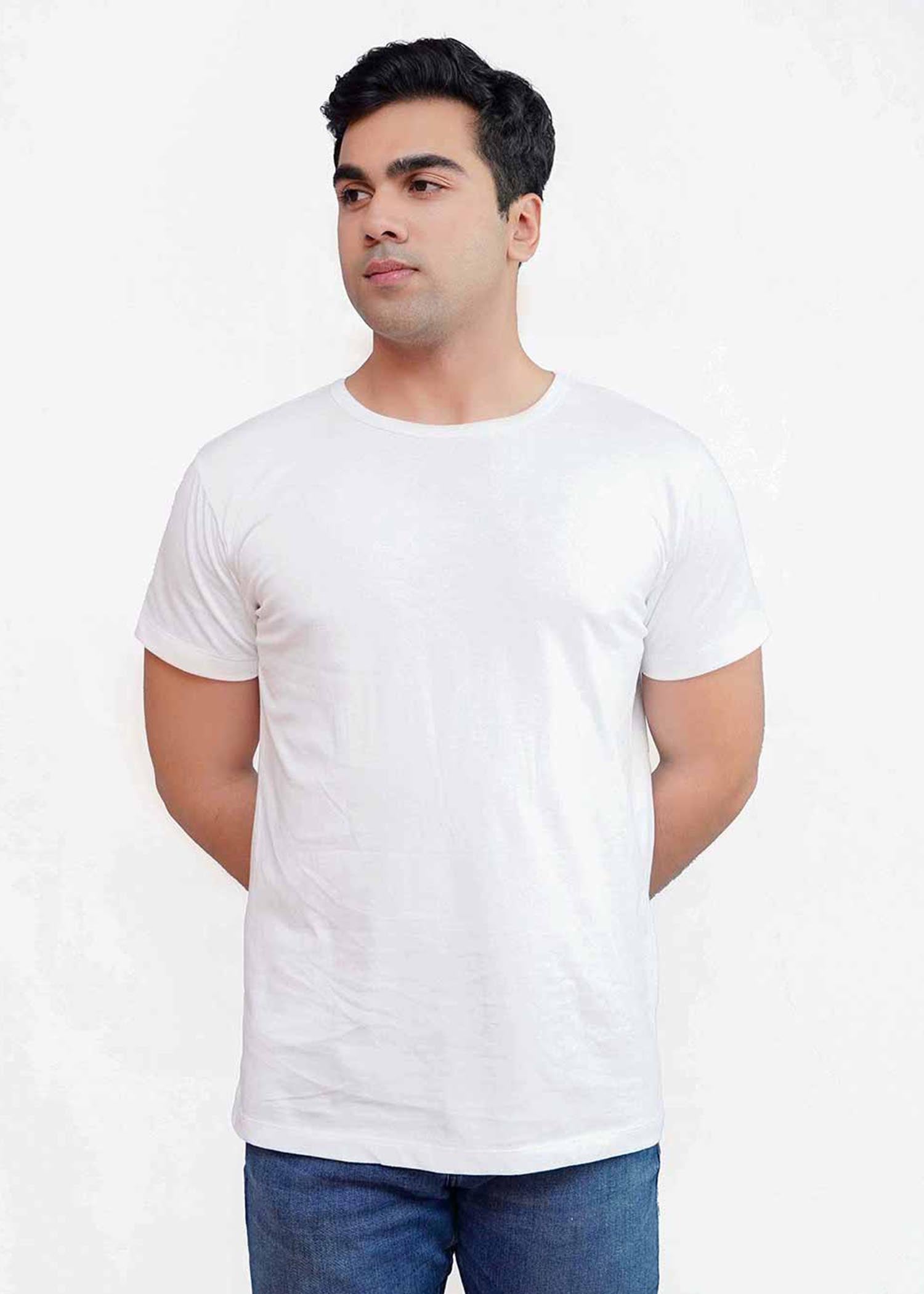 single jersey knit T Shirt in White