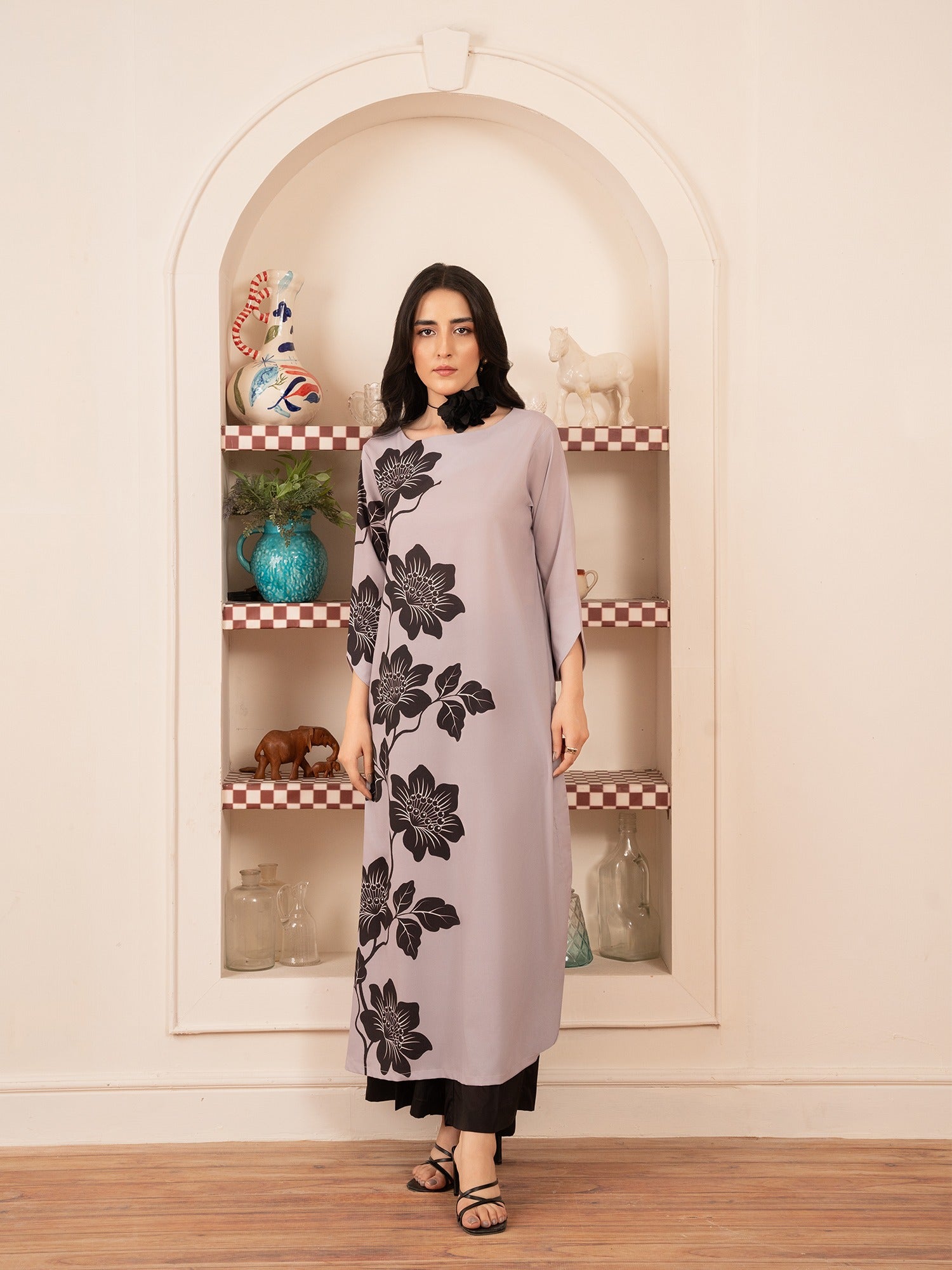crepe Kurti in Lilac