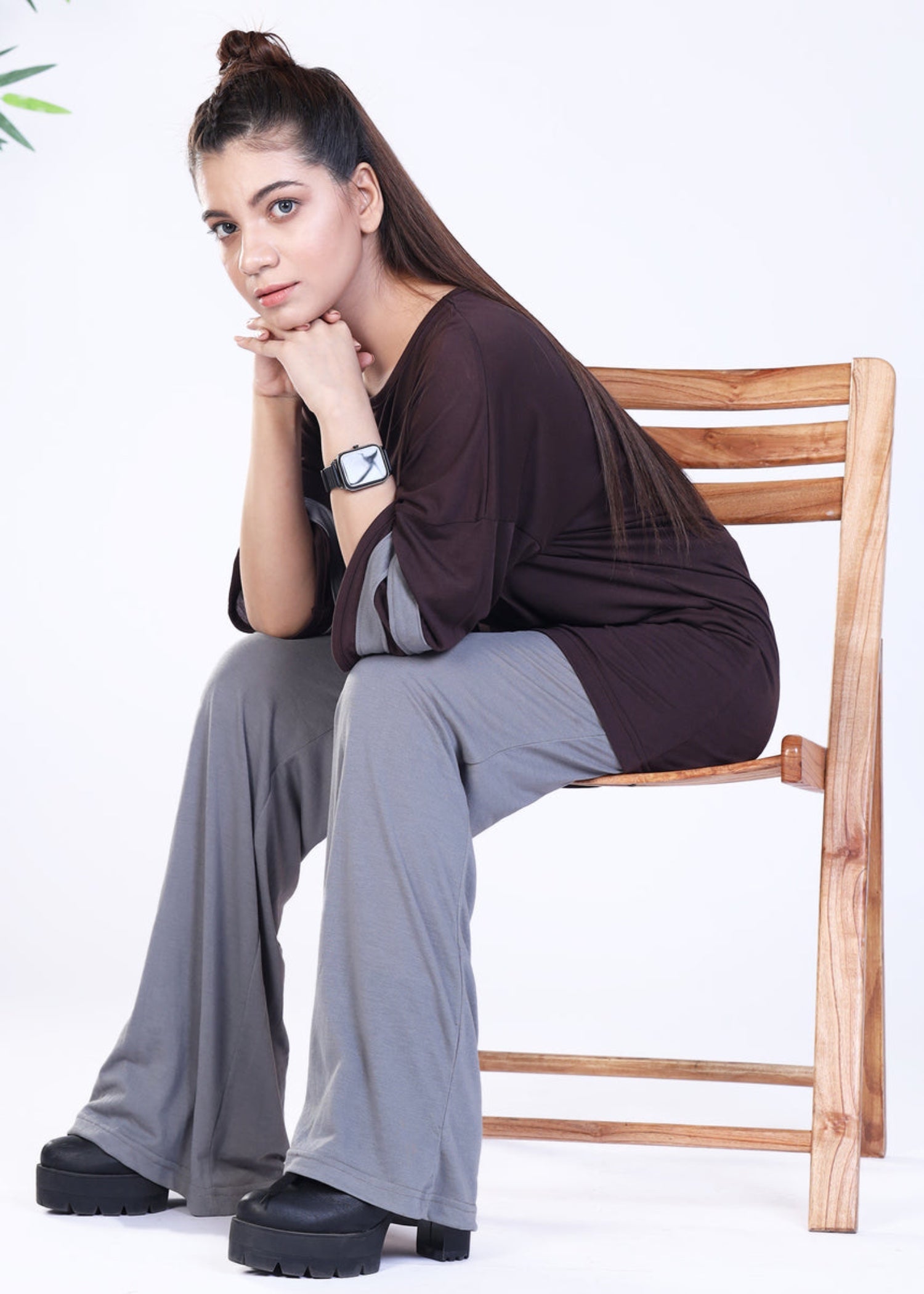 cotton jersey Co Ord Sets in Grey, walnut brown