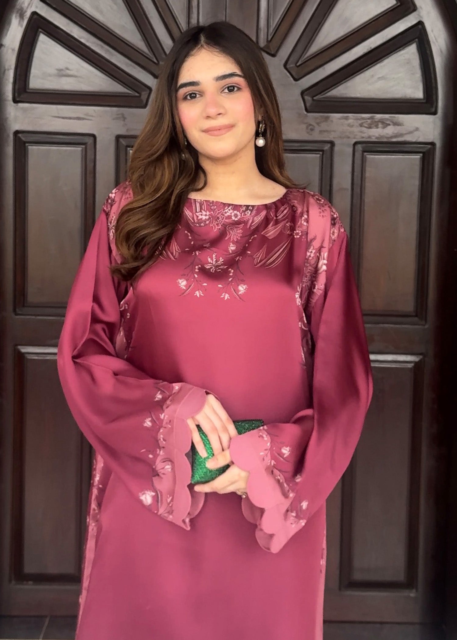 satin silk Kaftan in Plum
