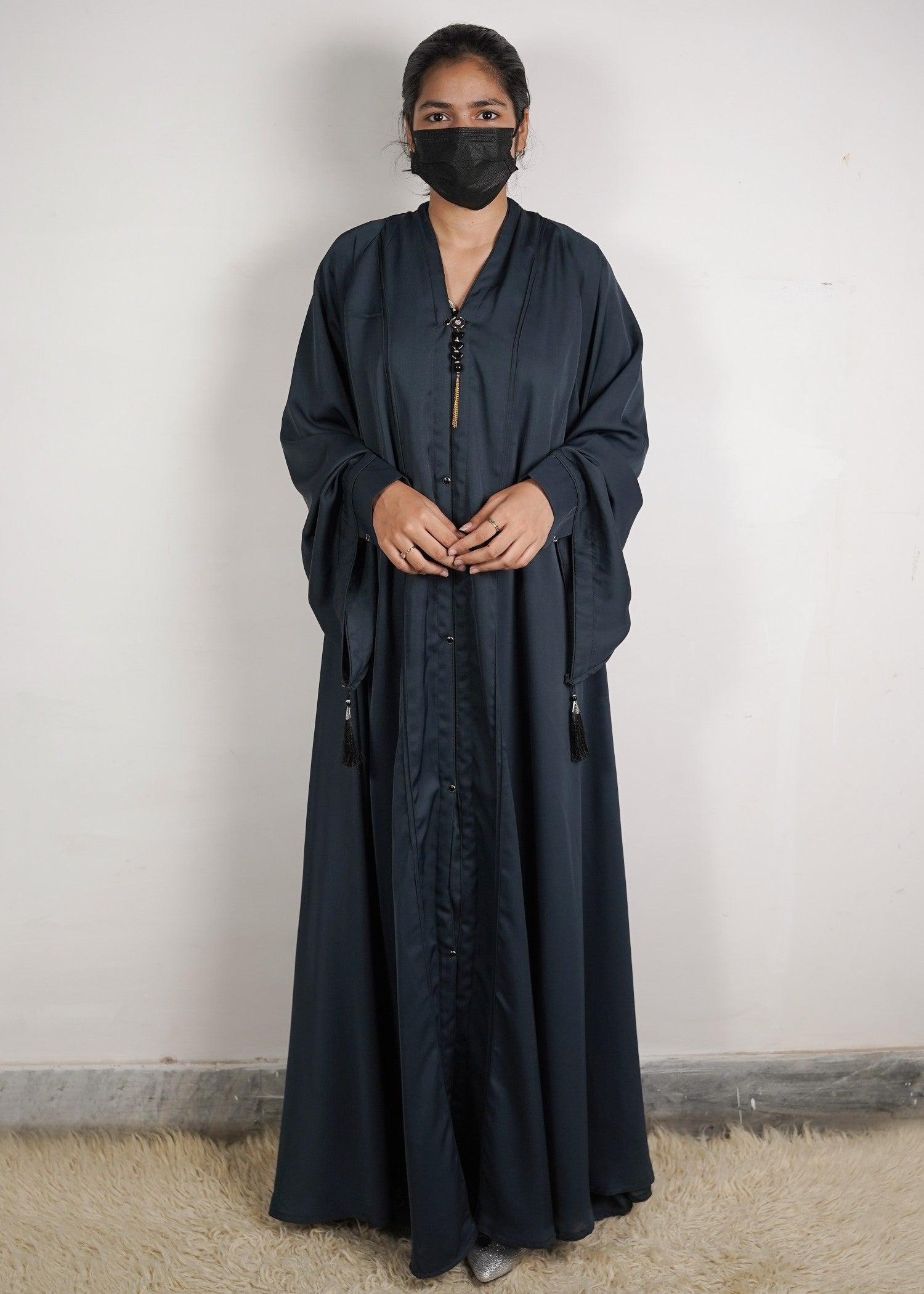 georgette silk Abaya in Dark grey