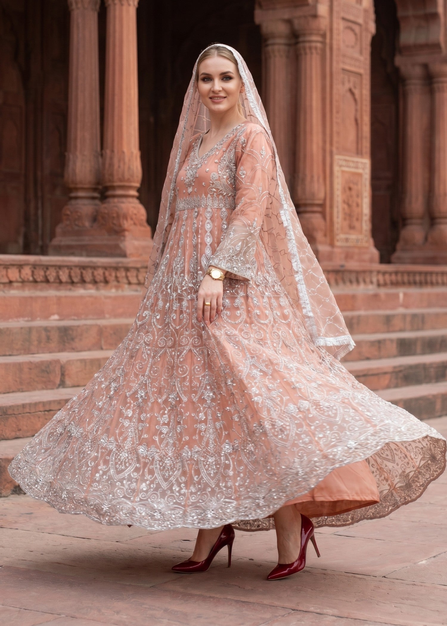 net Maxi in Indian pink
