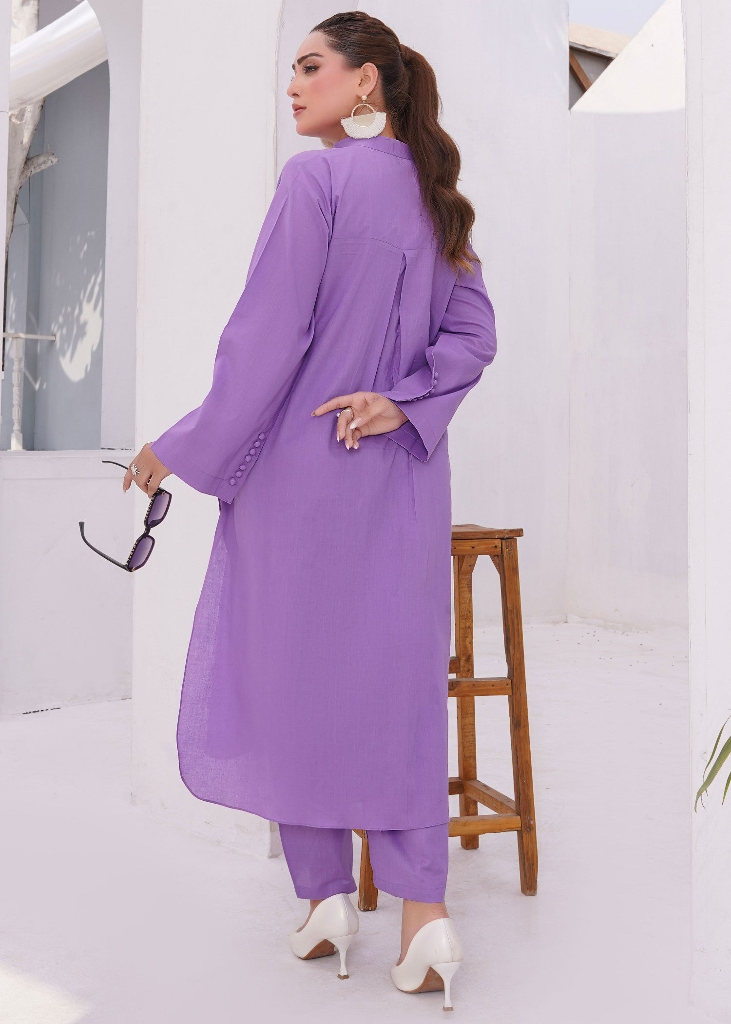 cotton Kurta Set in Heliotrope