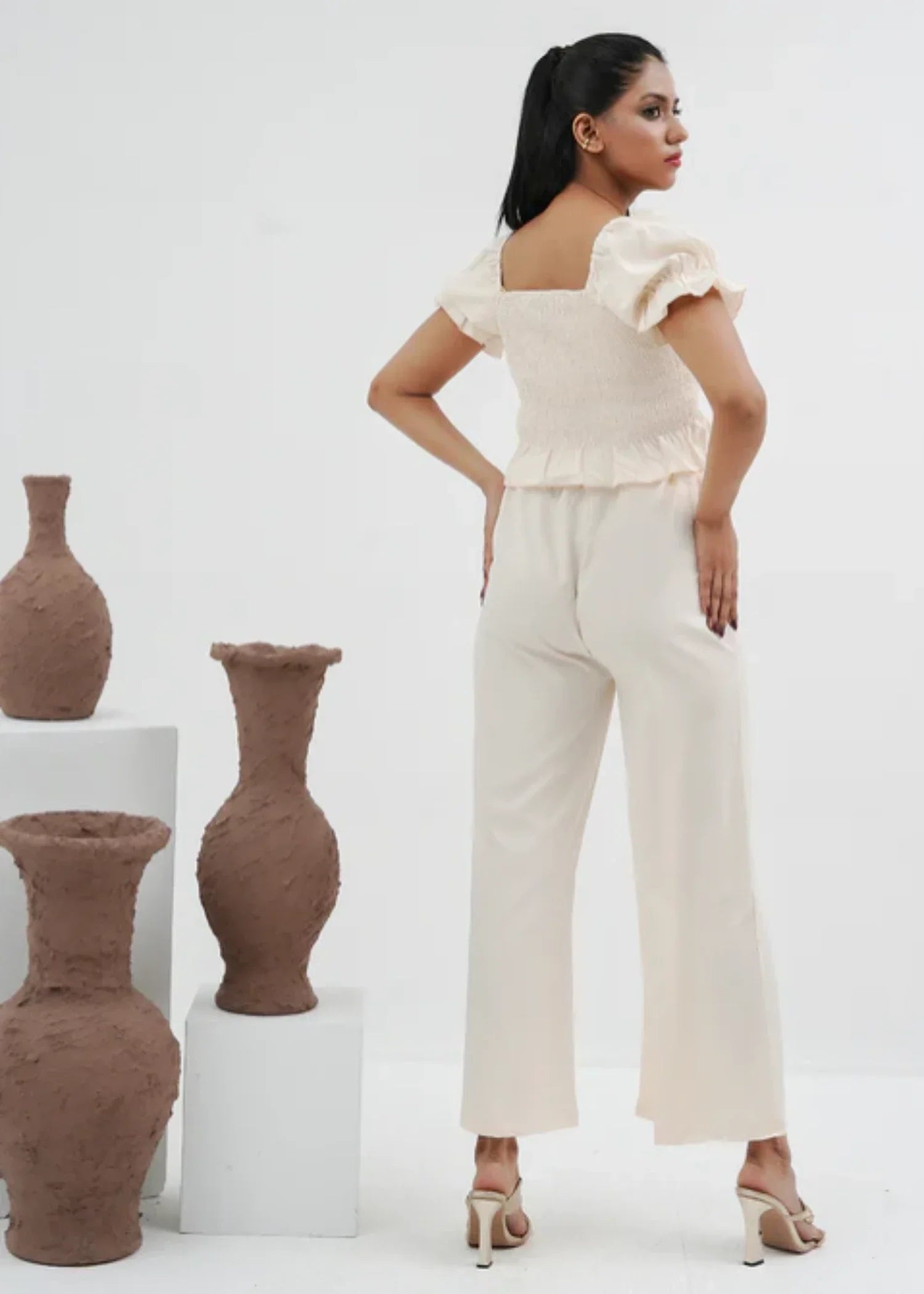 chiffon Co Ord Sets in Off-white