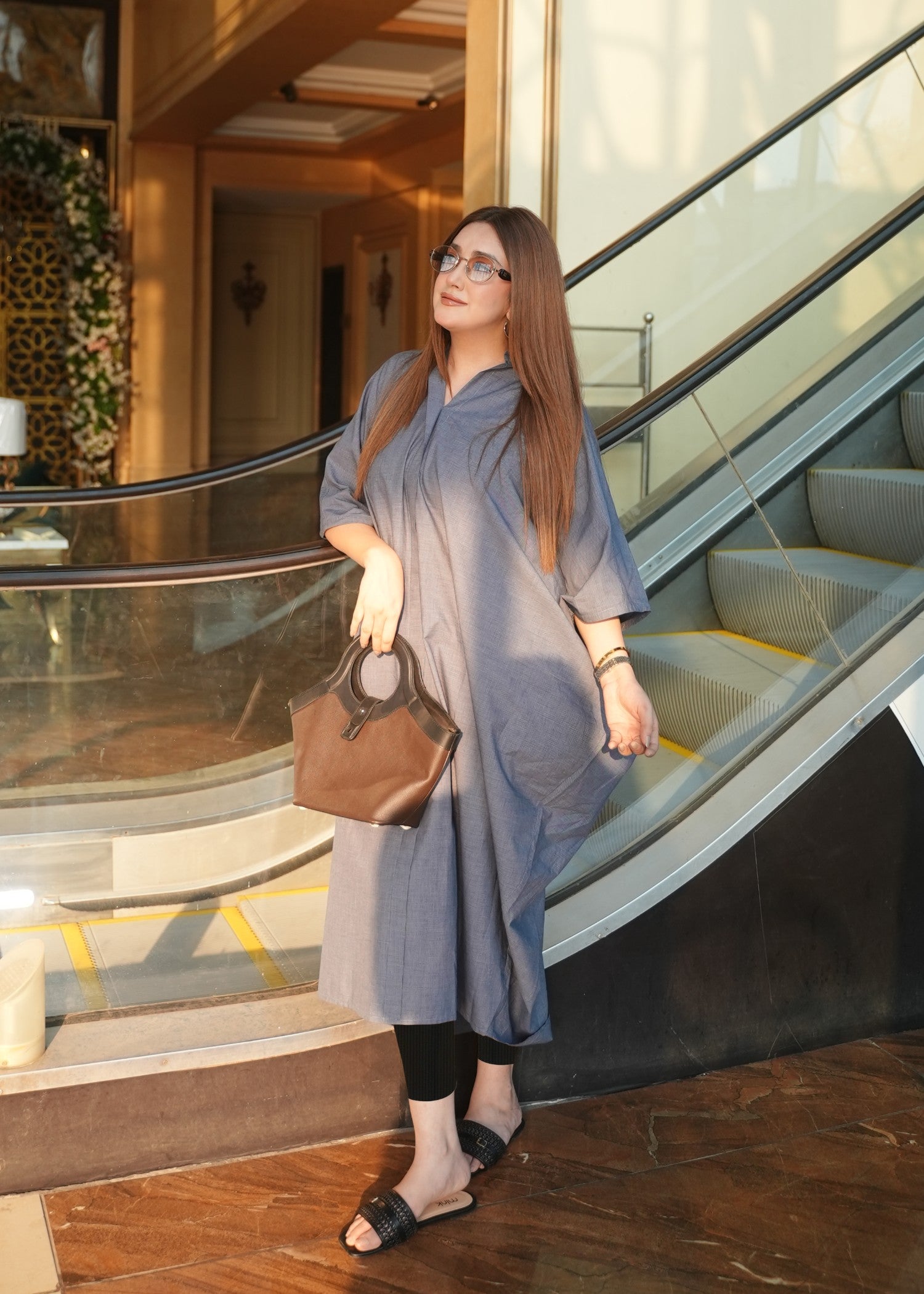 cotton Kaftan in Dark grey