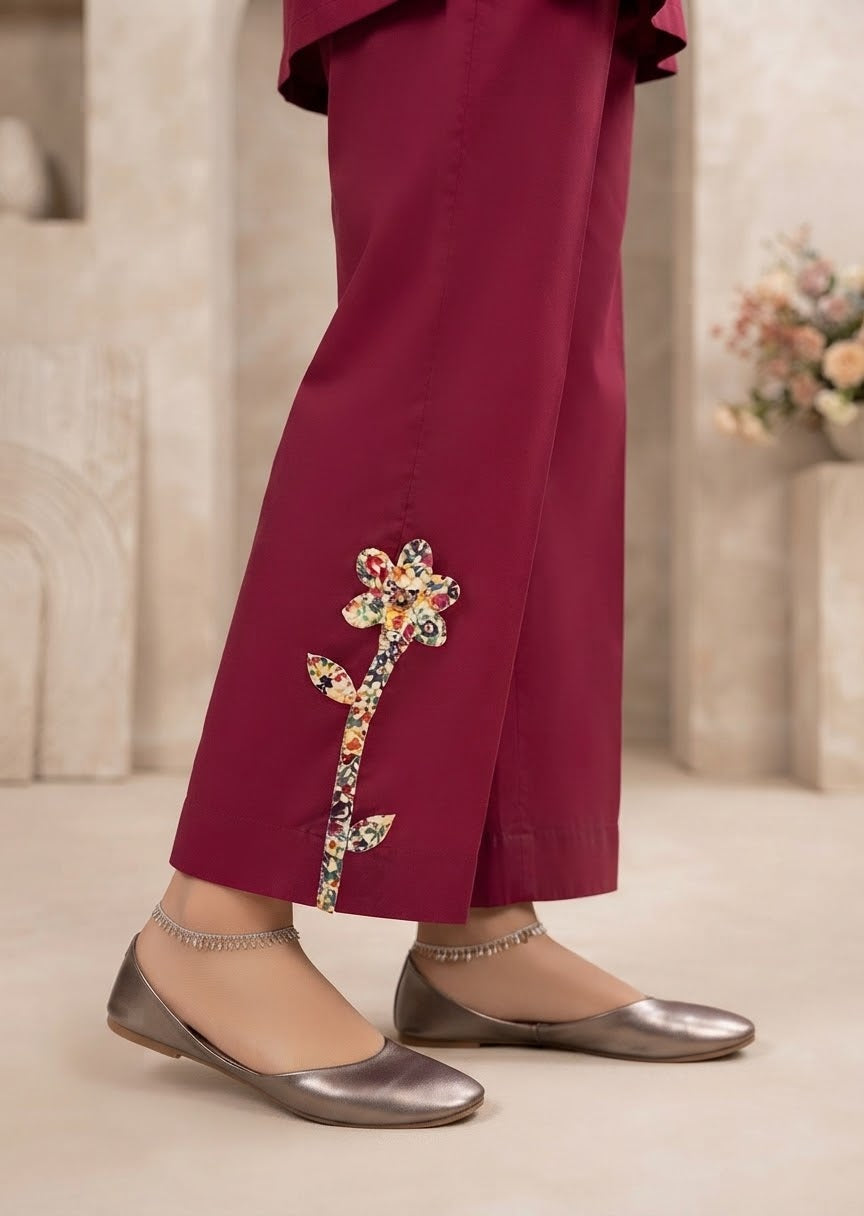 blended satin Co Ord Sets in Maroon