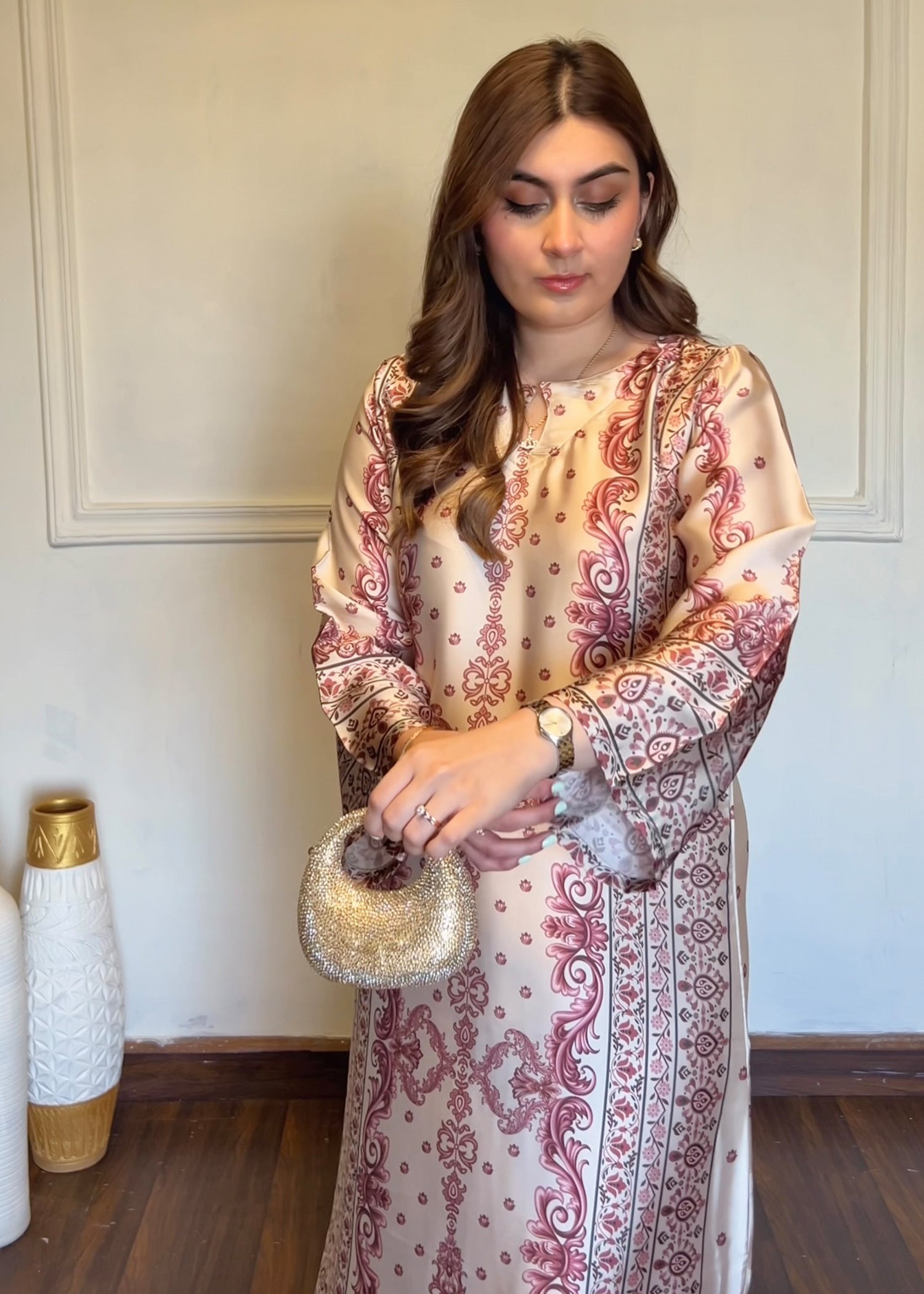 silk Kurti in Beige
