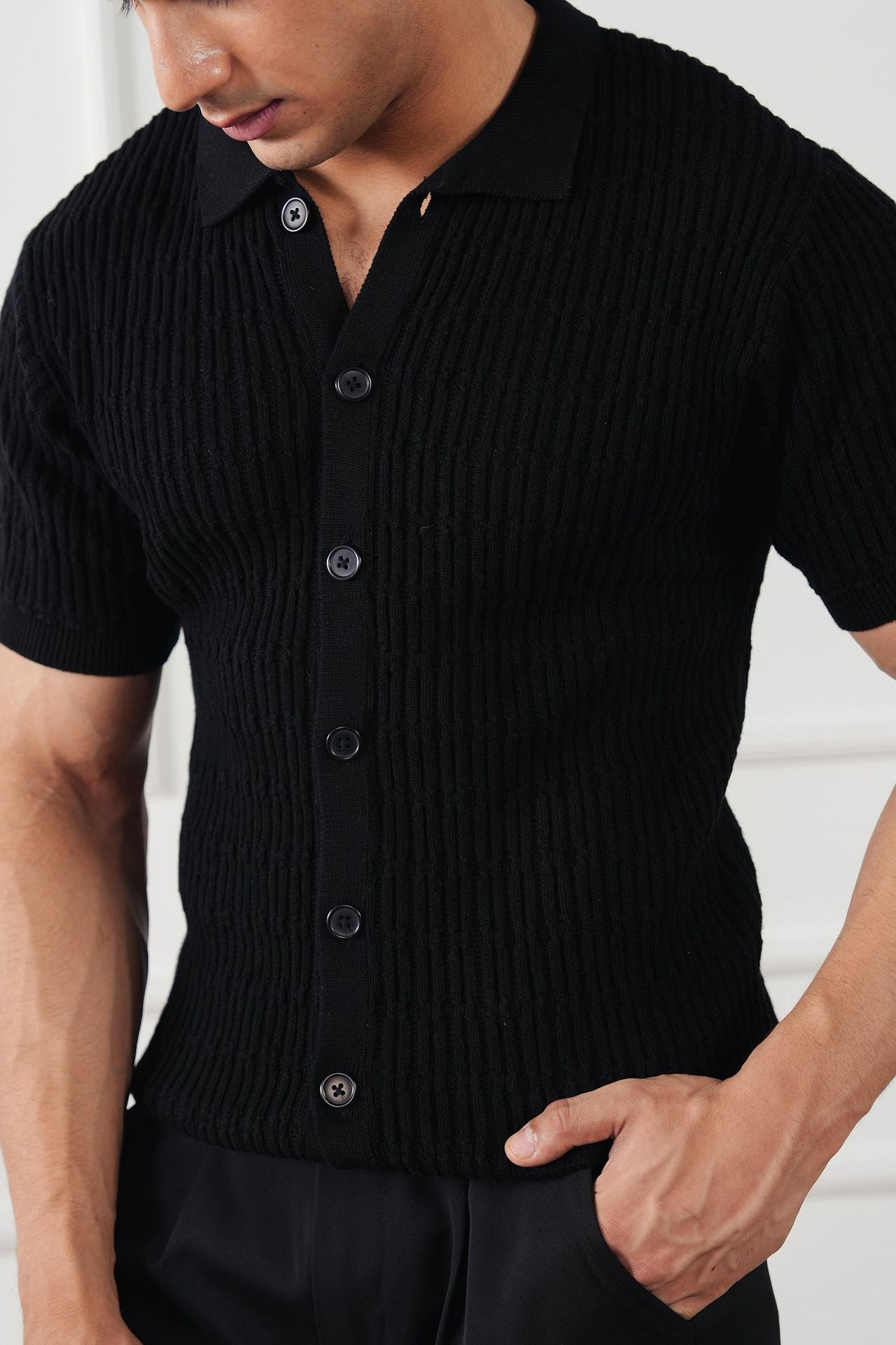 pure cotton Casual Shirt in Jet black