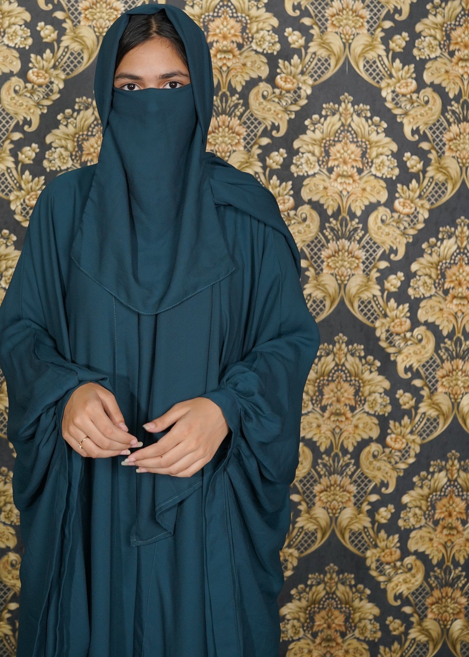 georgette chiffon Abaya in Teal