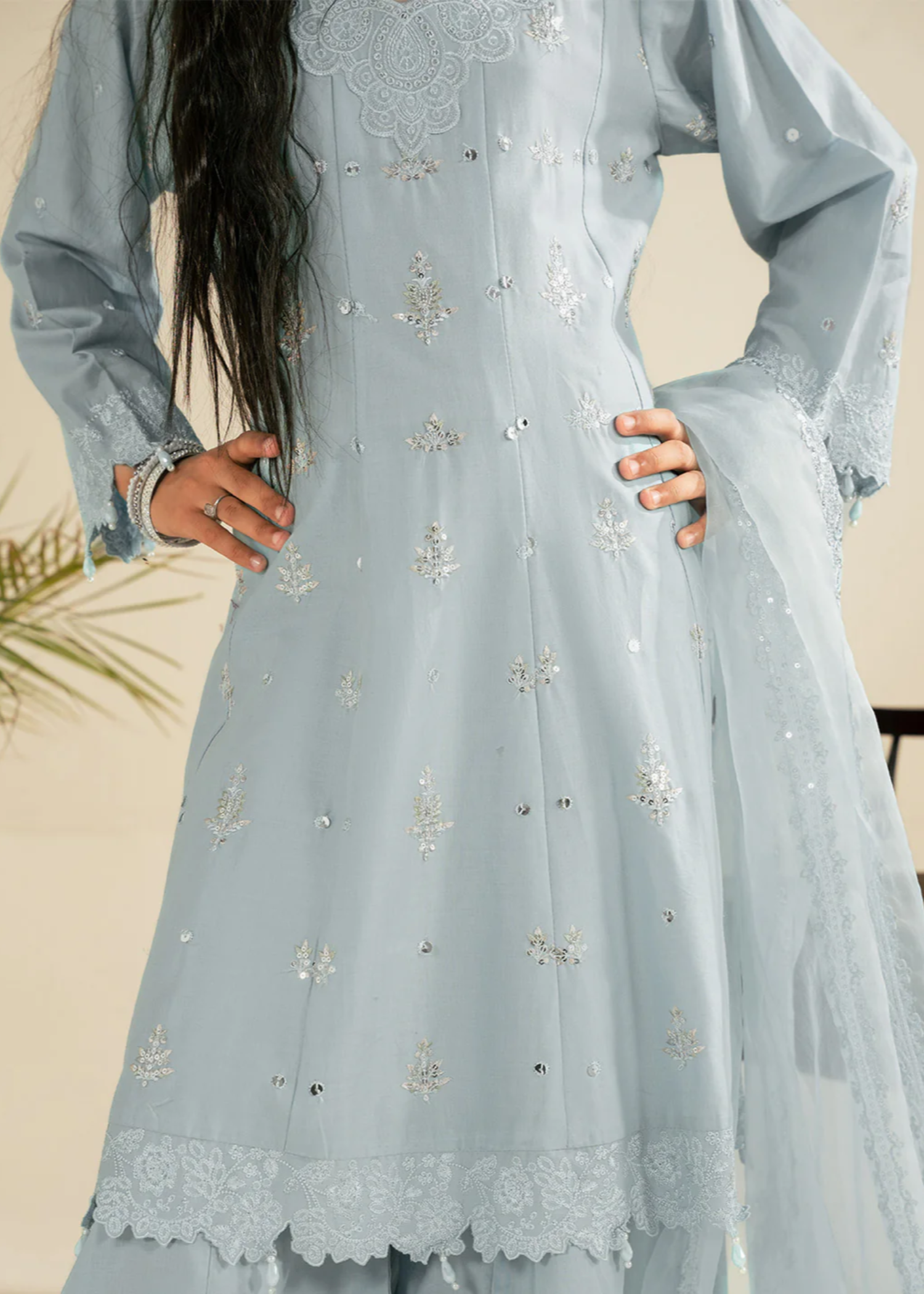 cotton Sharara in Sky blue