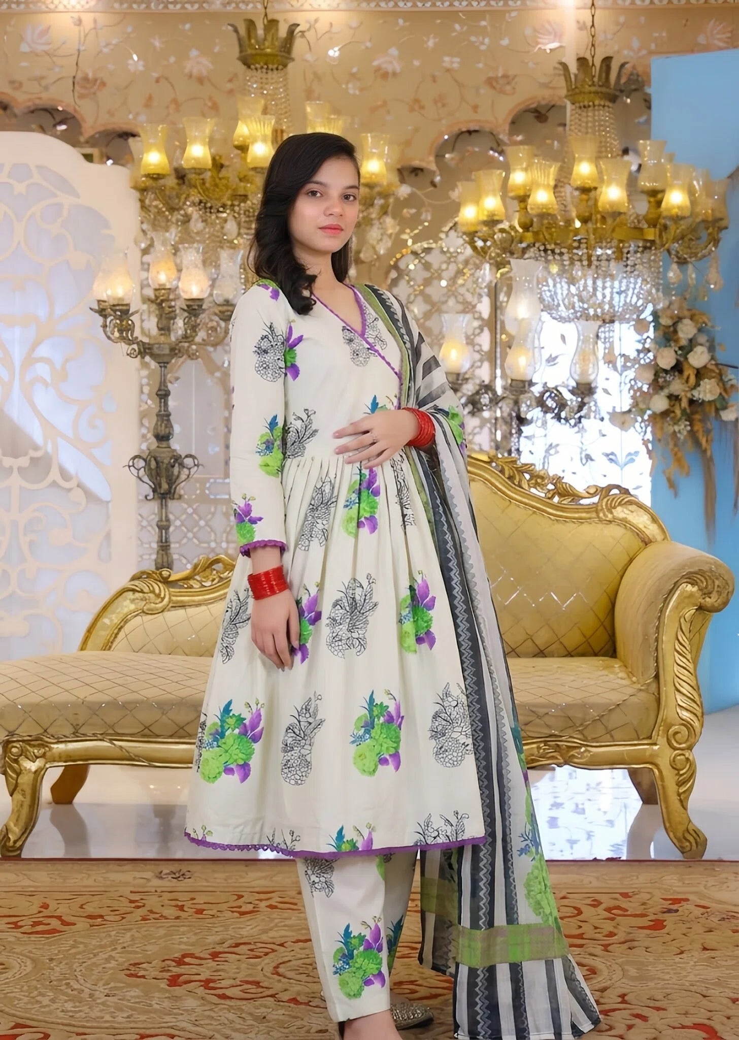 poly lawn Angrakha in Ivory