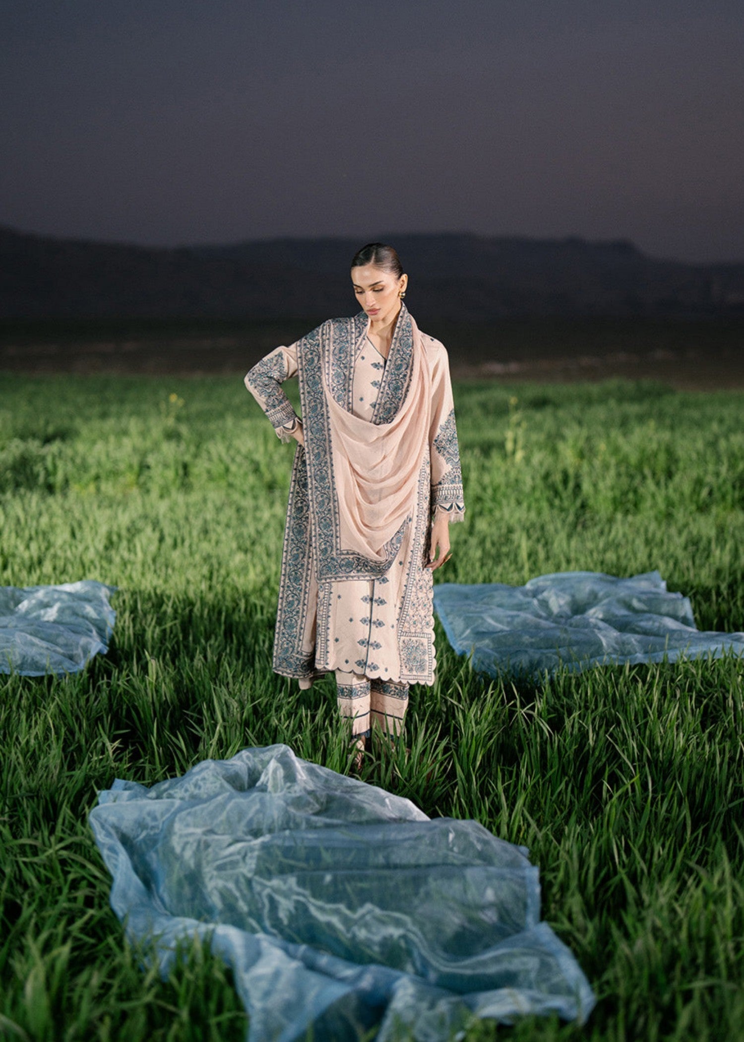 lawn Kurta Set in Seashell