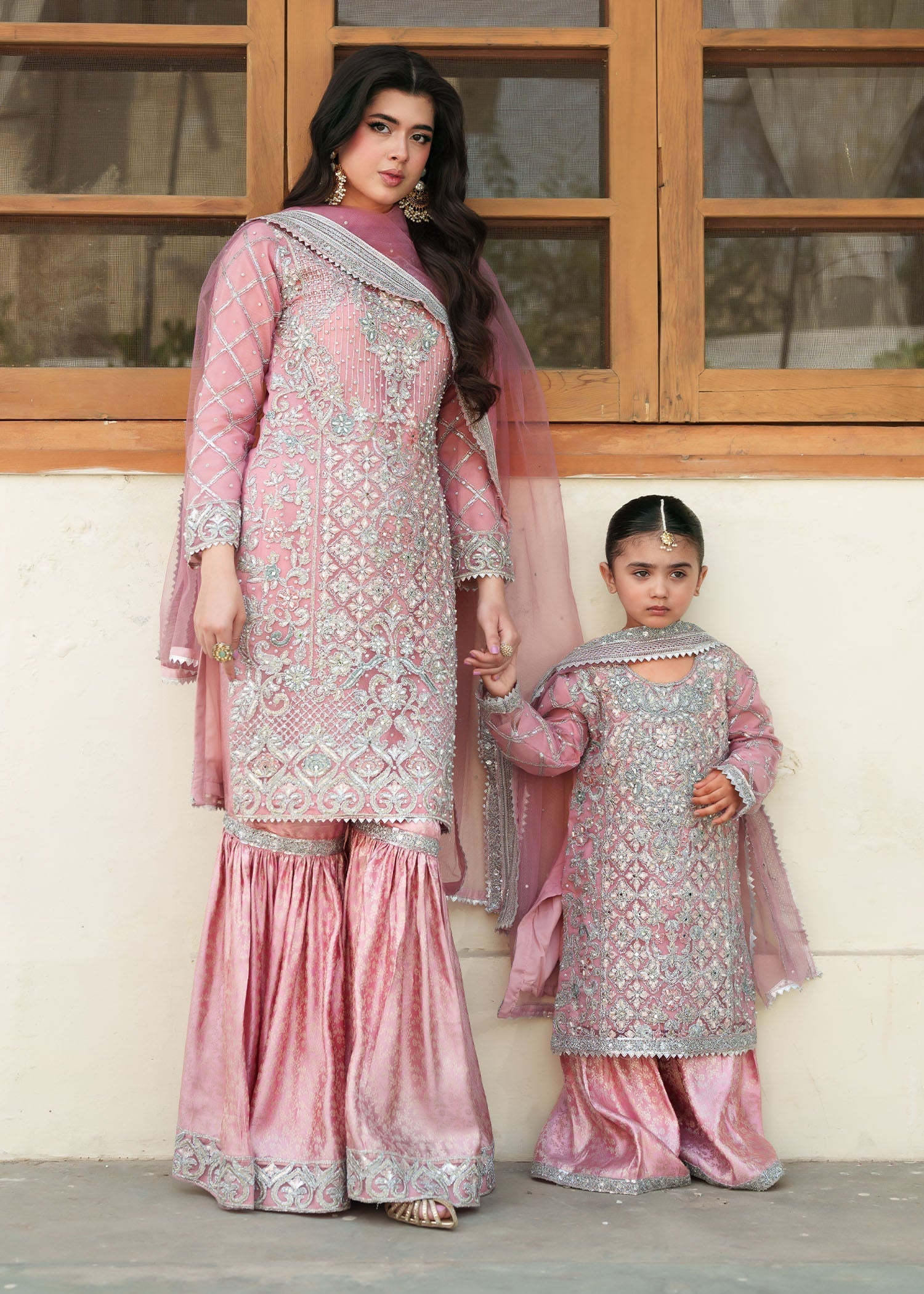 chiffon Gharara in Pink