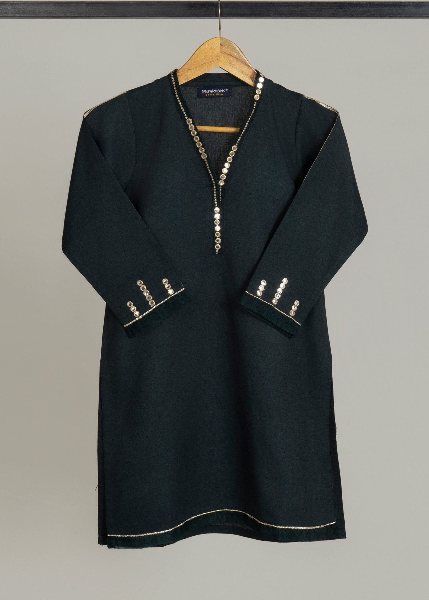 chambray Kurta Set in Hunter green