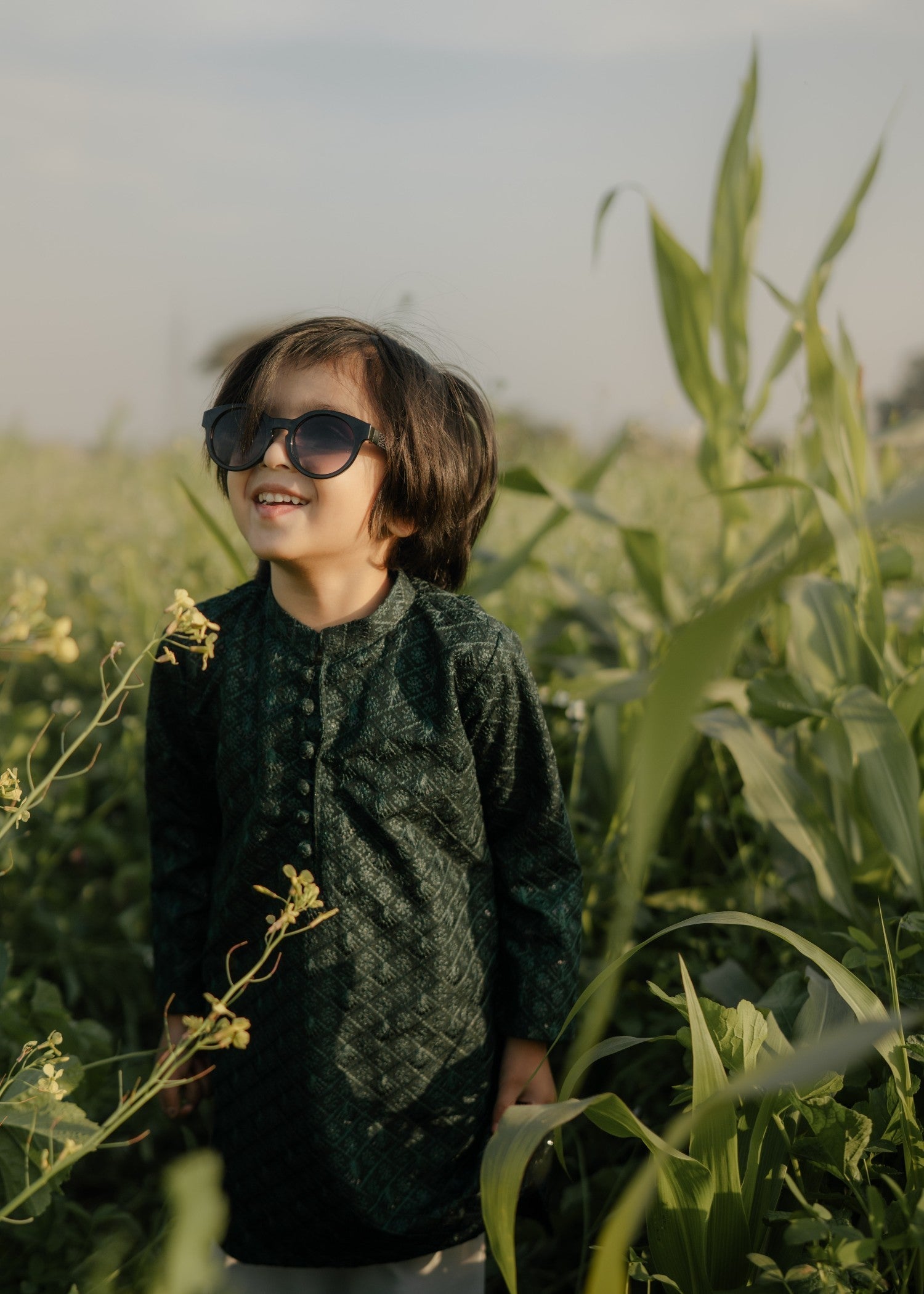 masuri Kurta in Bottle green