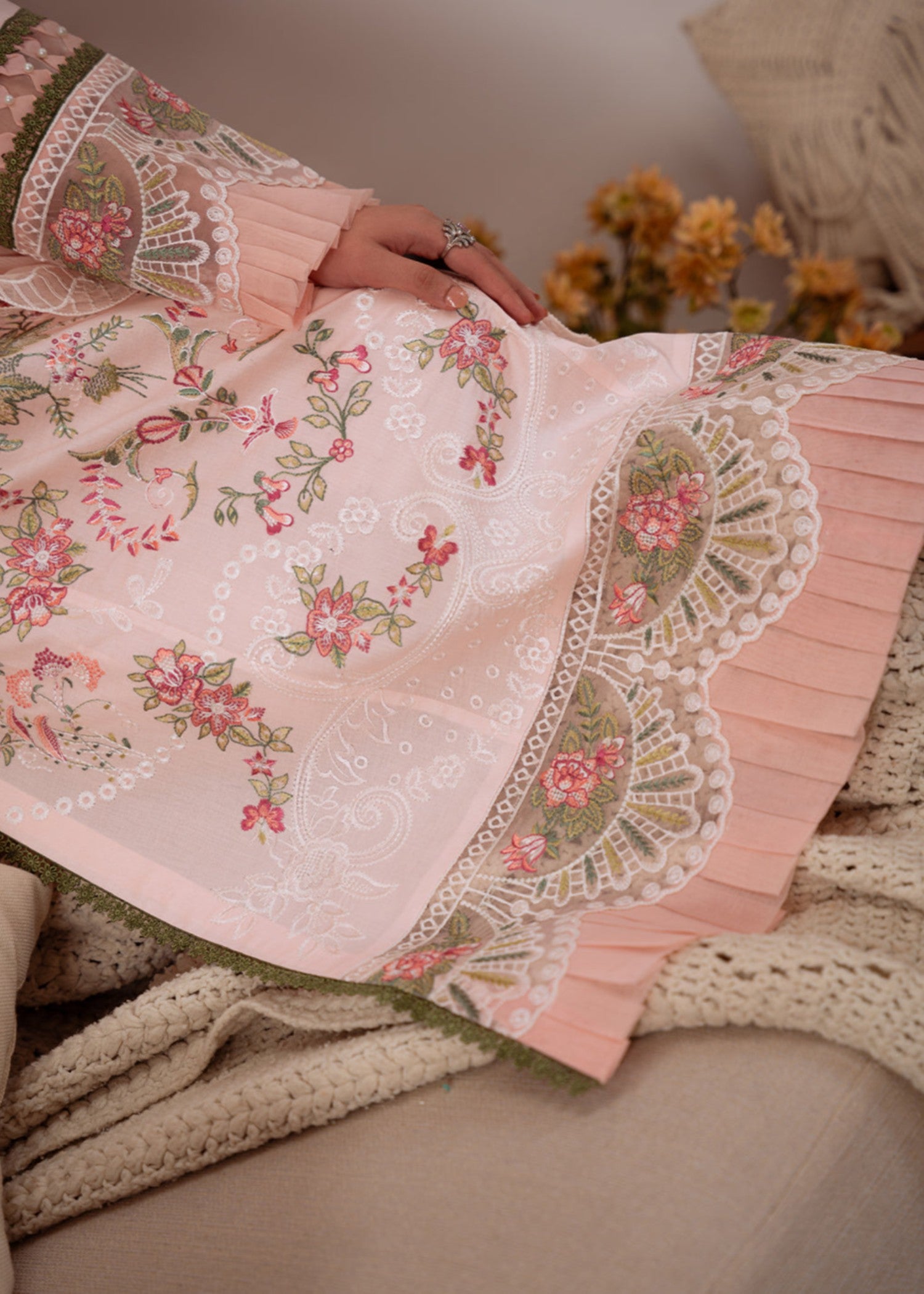 lawn Unstitched in Pastel pink