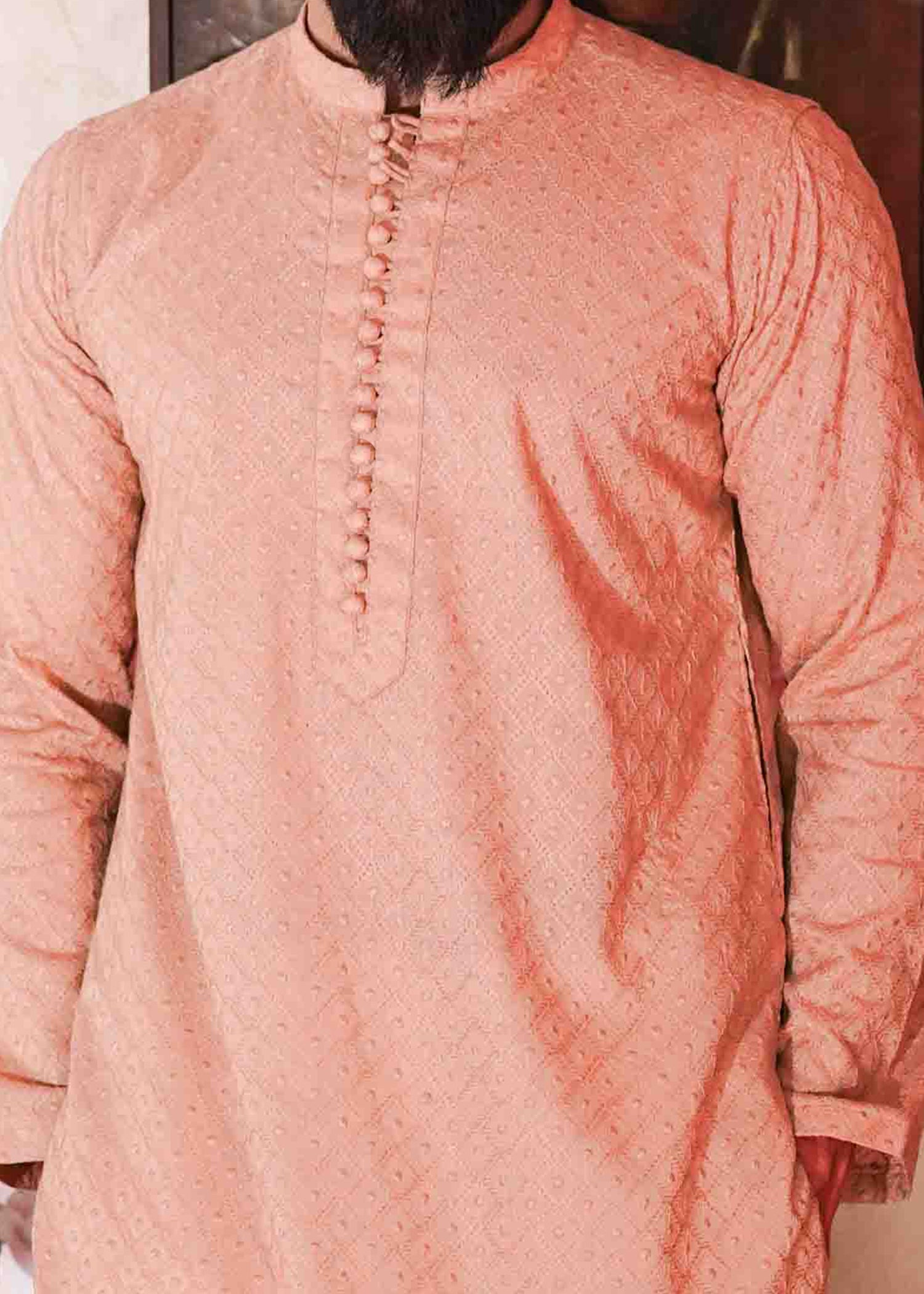 chikankari cotton Kurta in Peach orange