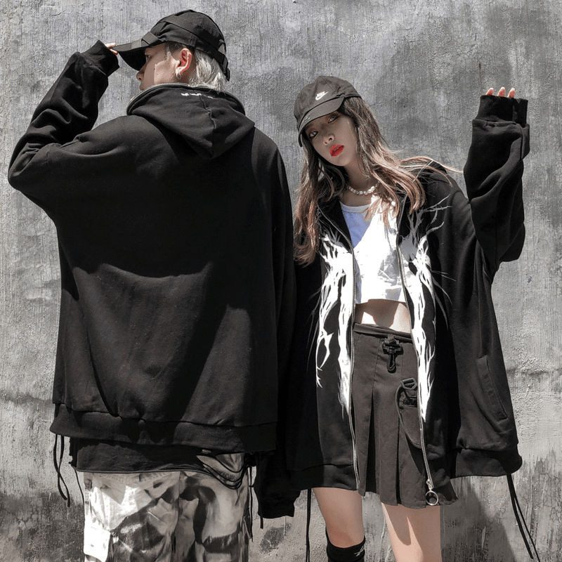 Dark Wind Funeral Trendy Brand Printed Cardigan Zipper Sweater