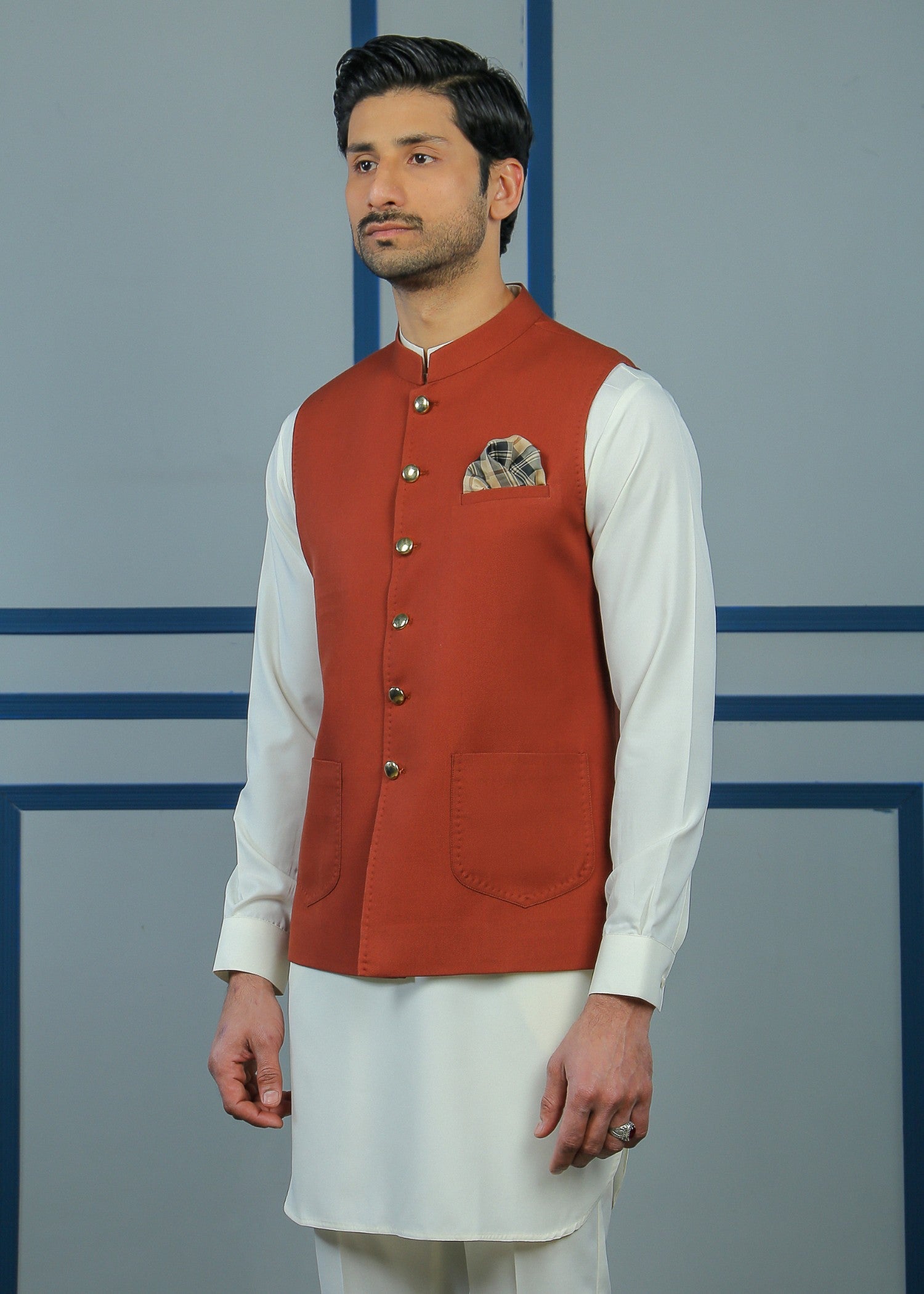 tropical Waistcoat in Rust orange