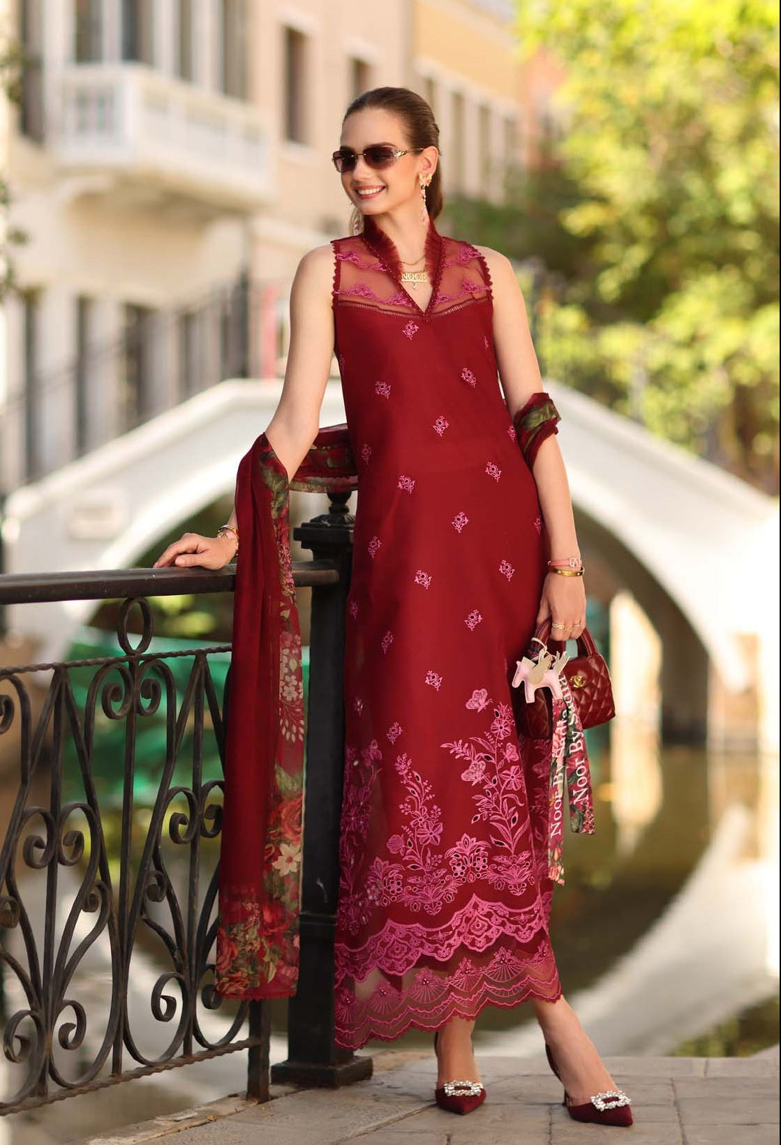 Noor Eid Luxe Printskhaas Lawn – D1 - A - Ruby