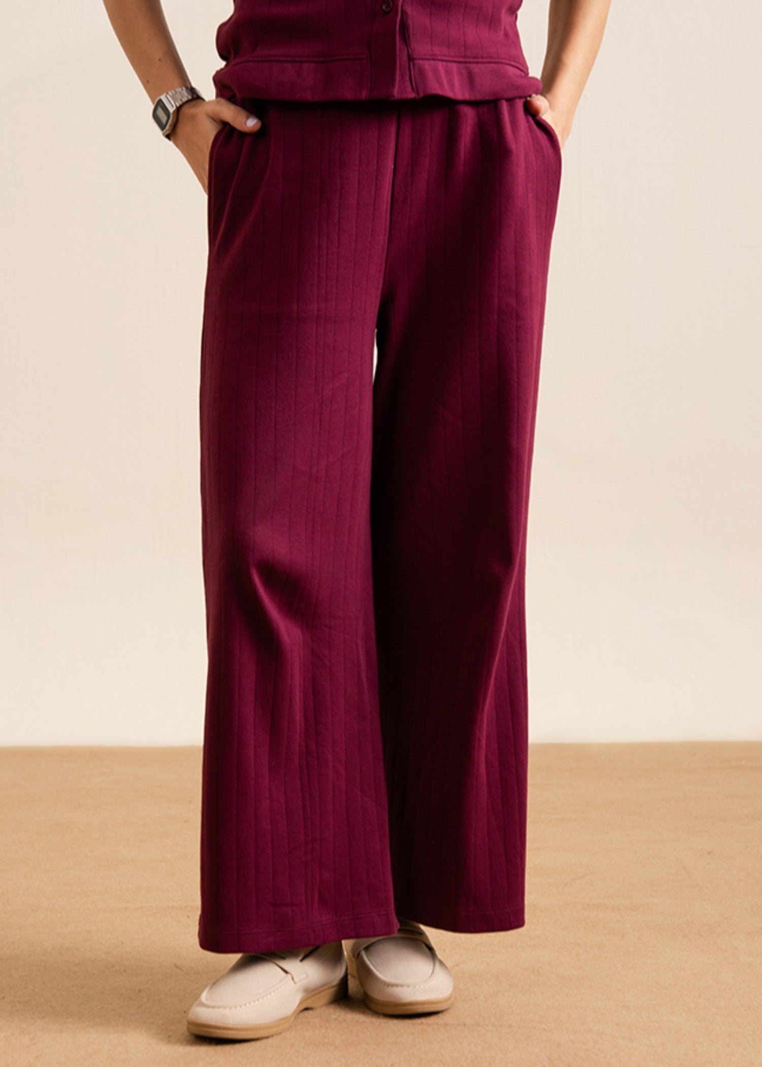 cotton Trousers in Wine