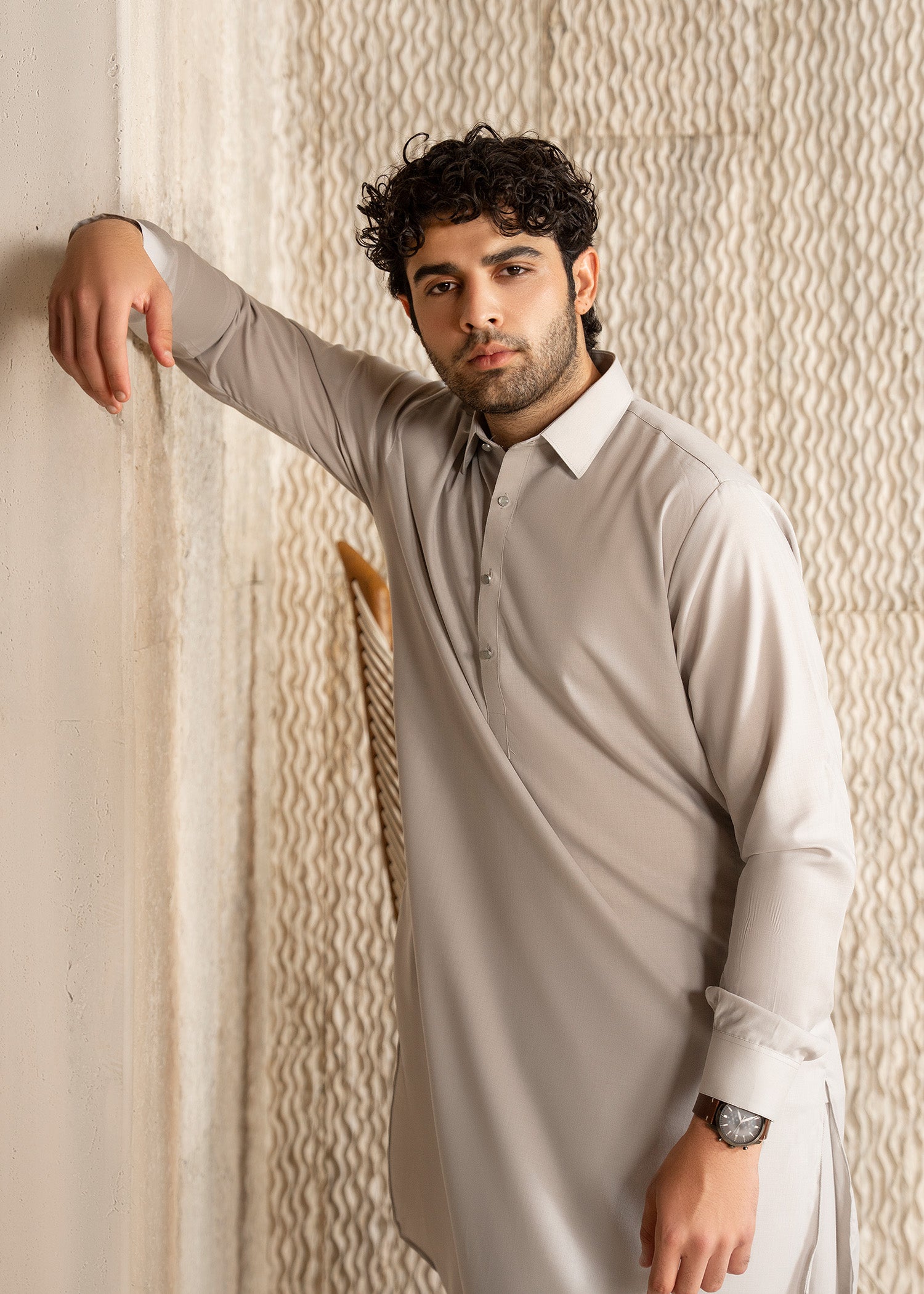 wash & wear Shalwar Kameez in Steal grey by Buraq