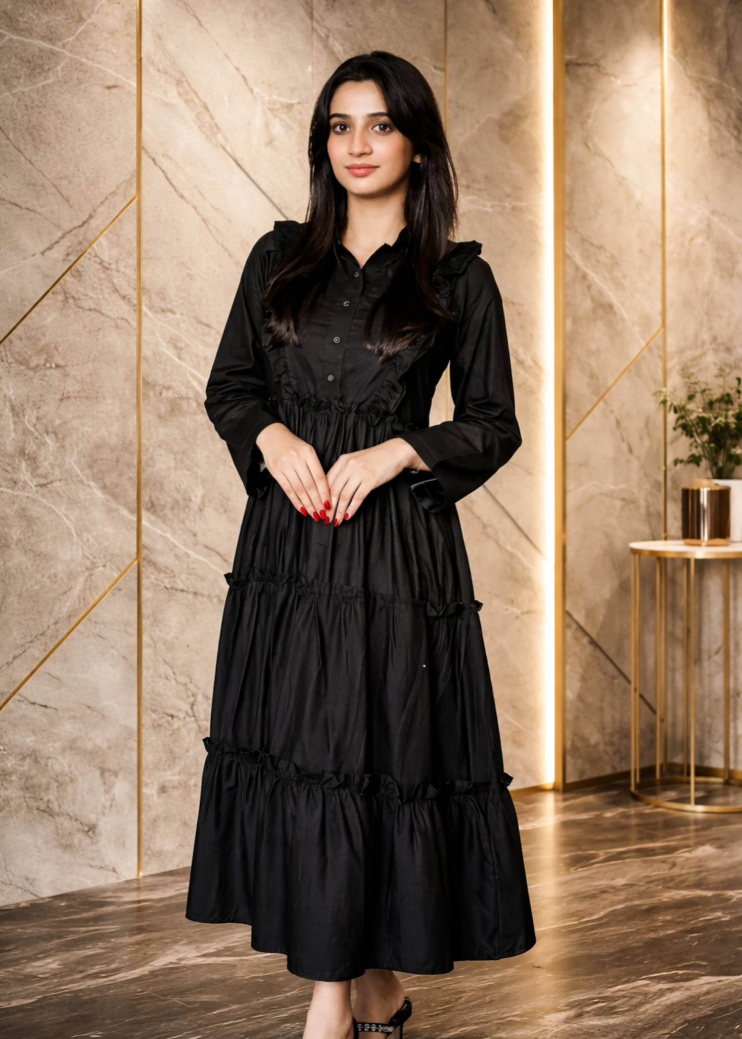 cotton Frock in Black