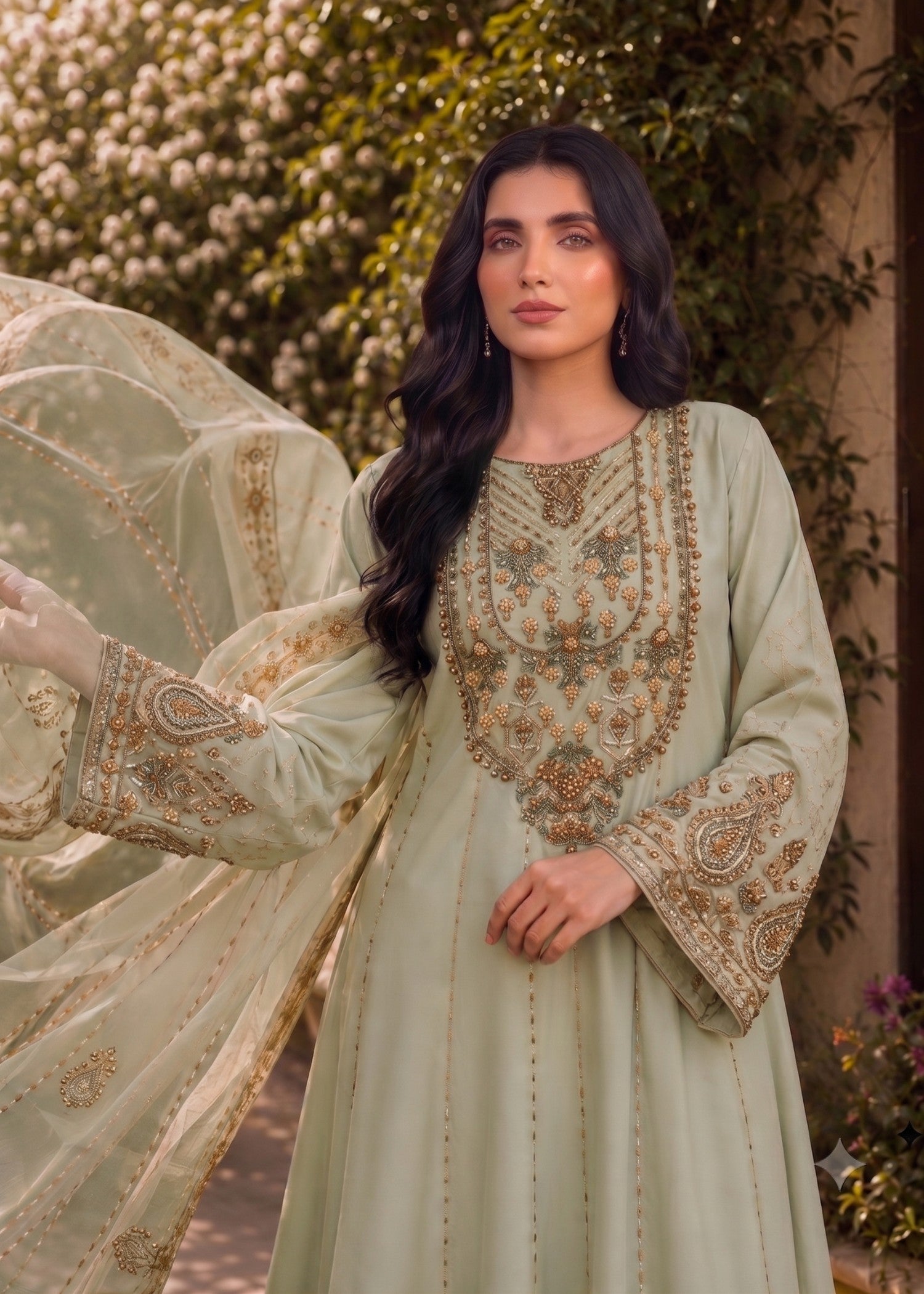chiffon Maxi in Pistachio green