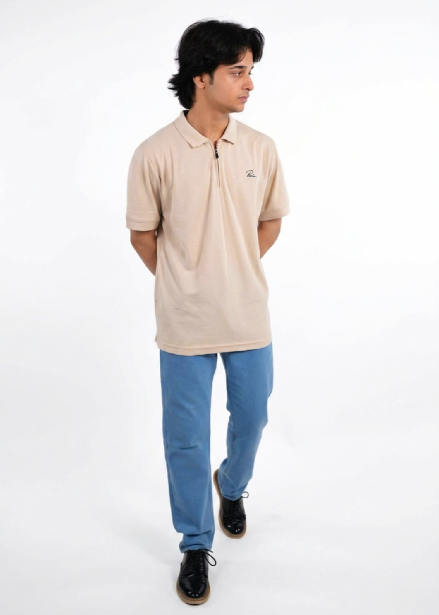 polycotton Polo Shirt in Beige