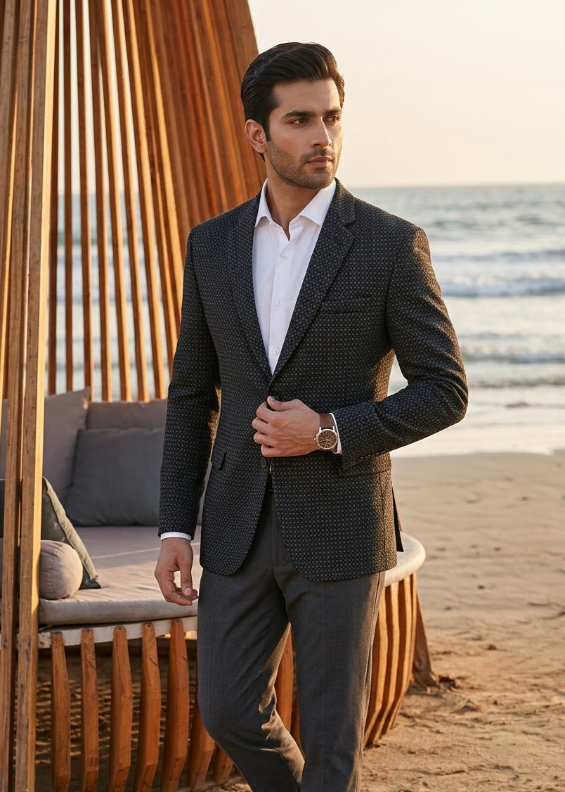 pure wool Blazer in Charcoal black