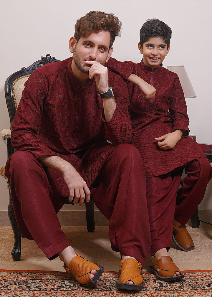 raw silk Shalwar Kameez in Maroon