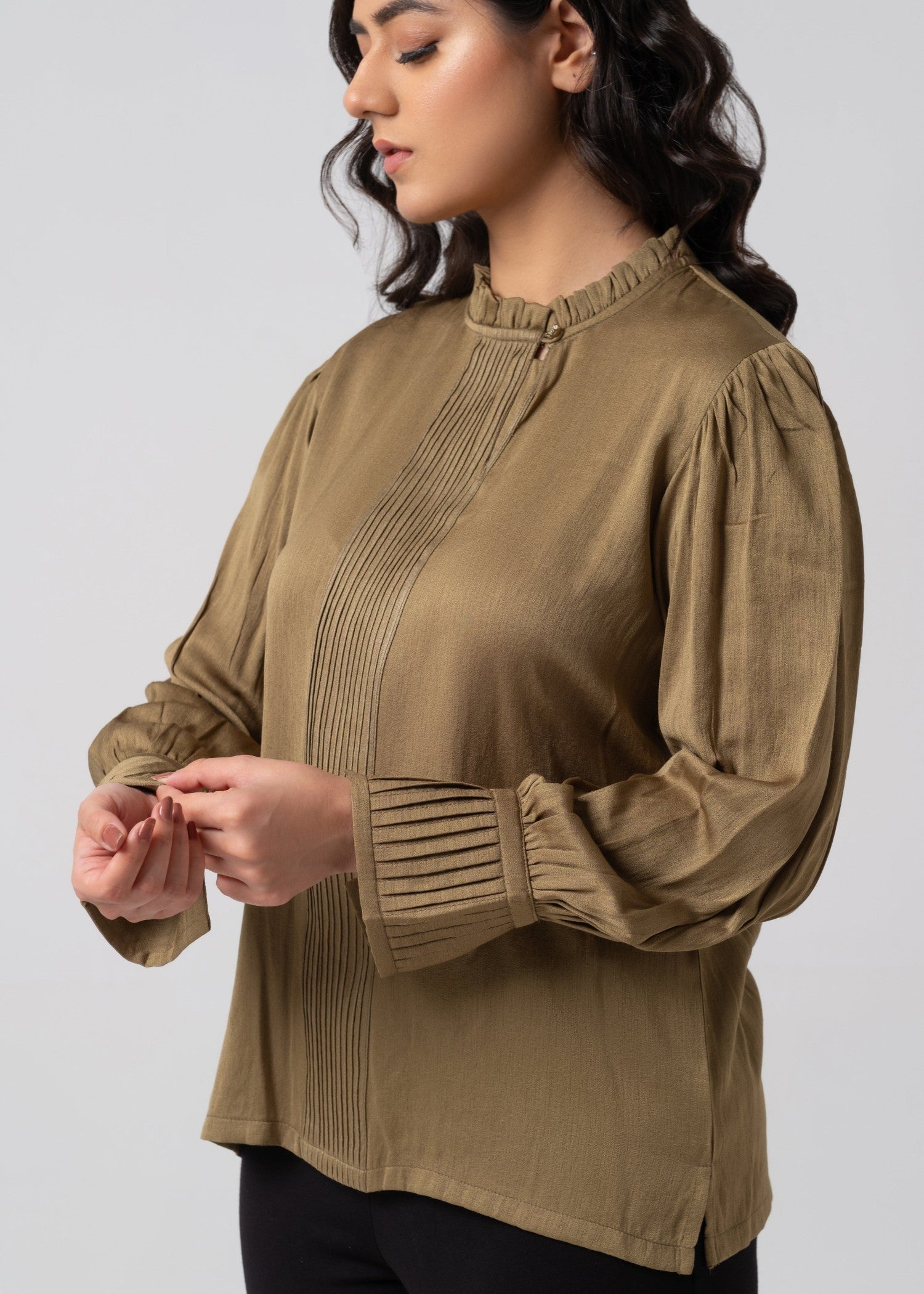 cotton silk Top in Brown
