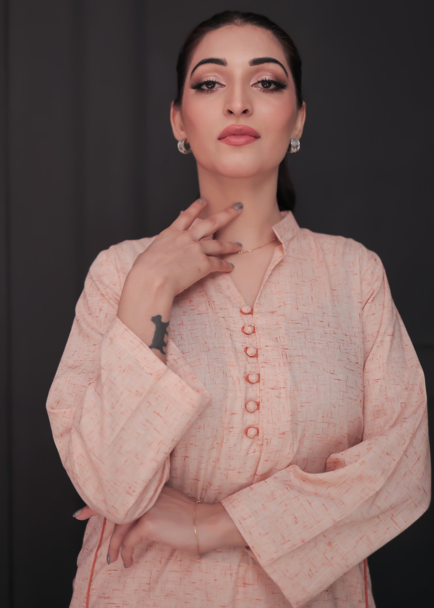 wash & wear Kurta Set in Peach pink