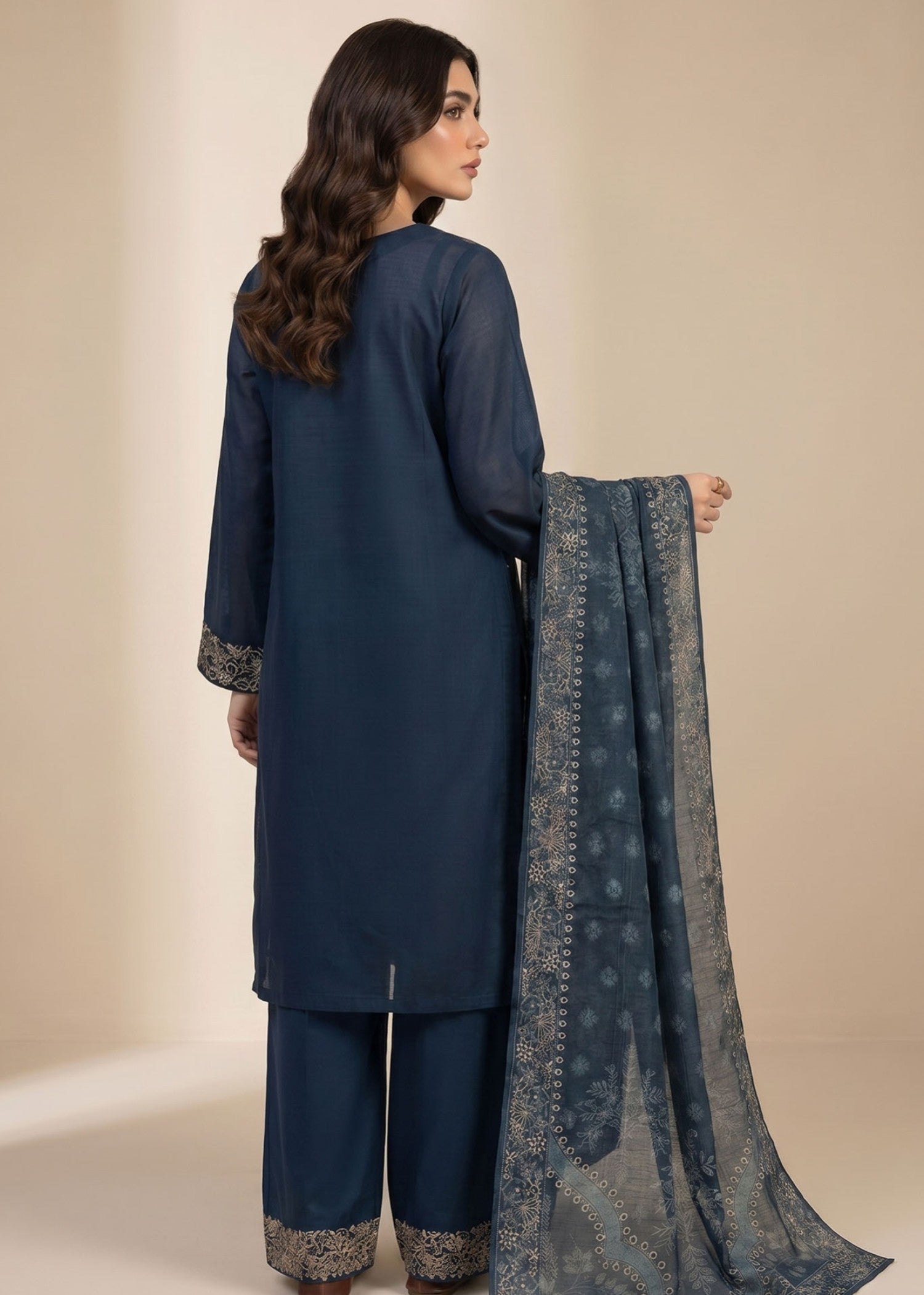 cotton dobby Kurta Set in Aegean blue