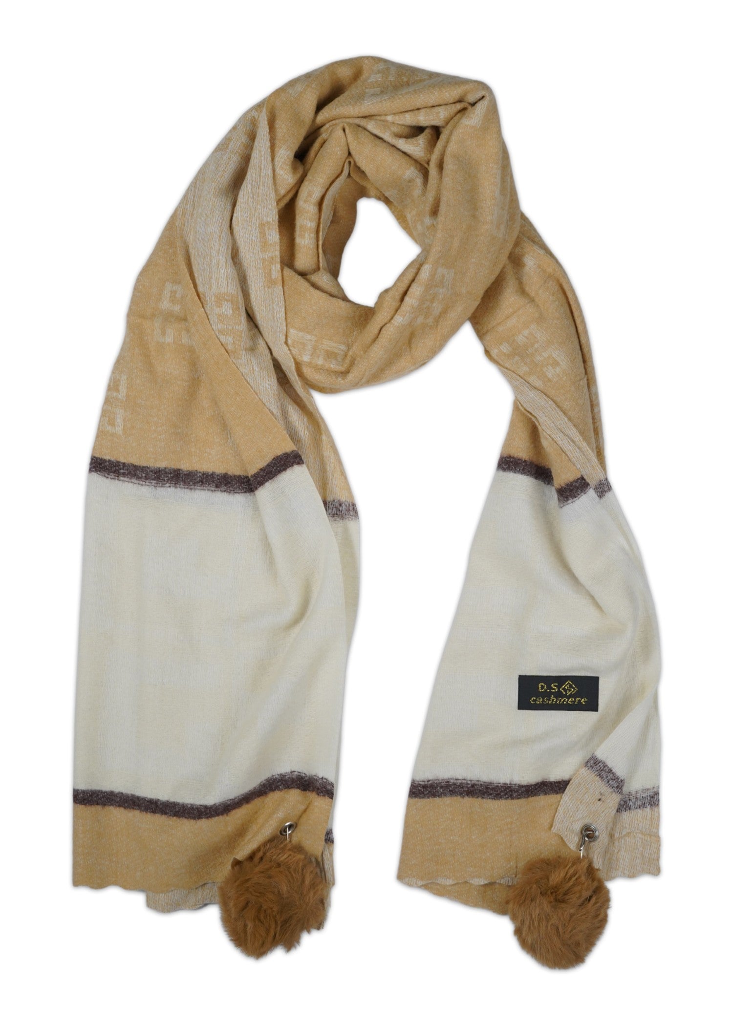 wool Hijab in Ivory, brown