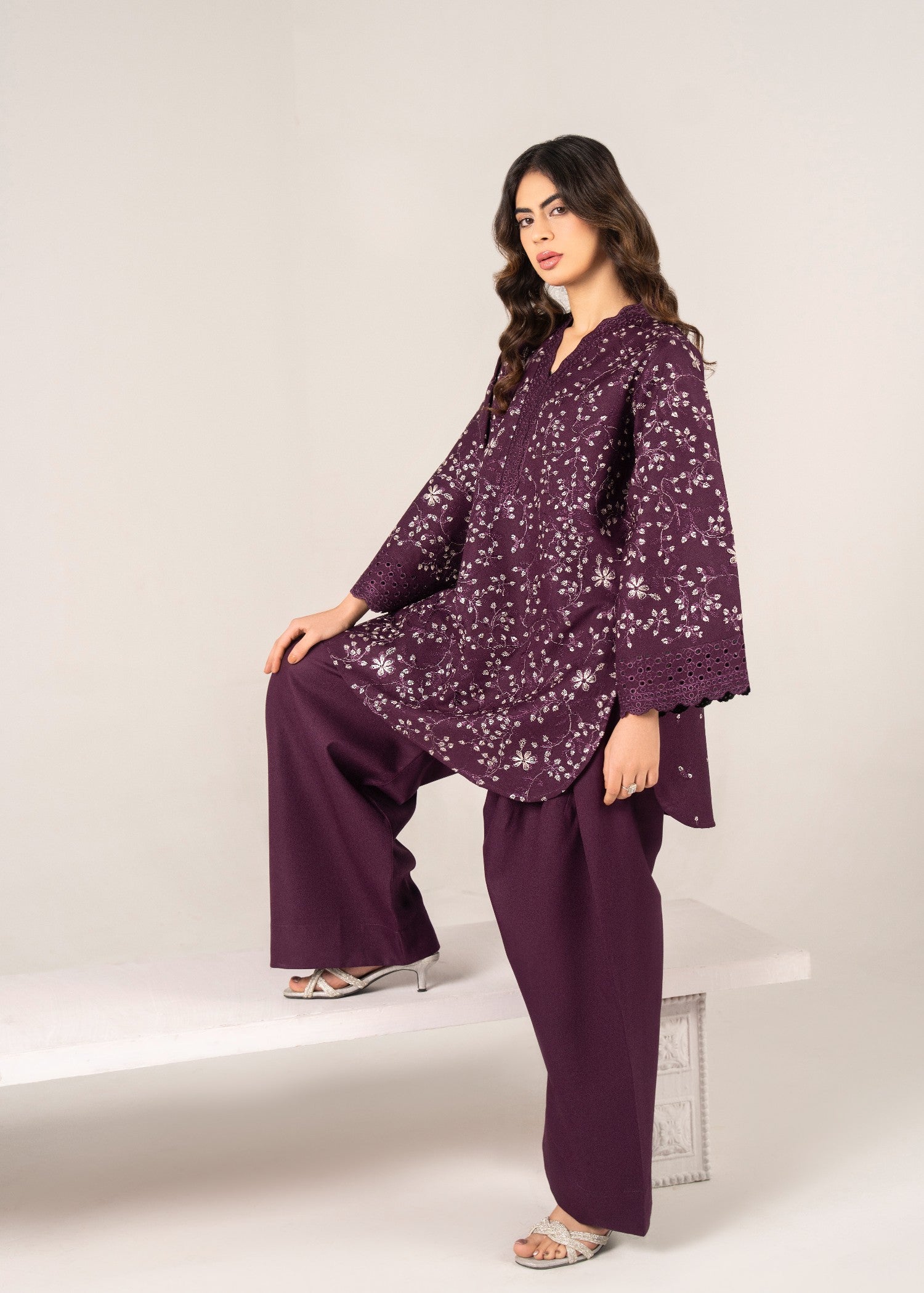 dhanak linen Kurta Set in Wine